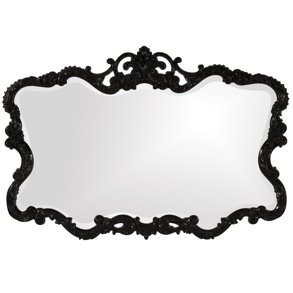 27" Black Ornate Scroll Framed Accent Mirror-Mirrors-DECOROLALA