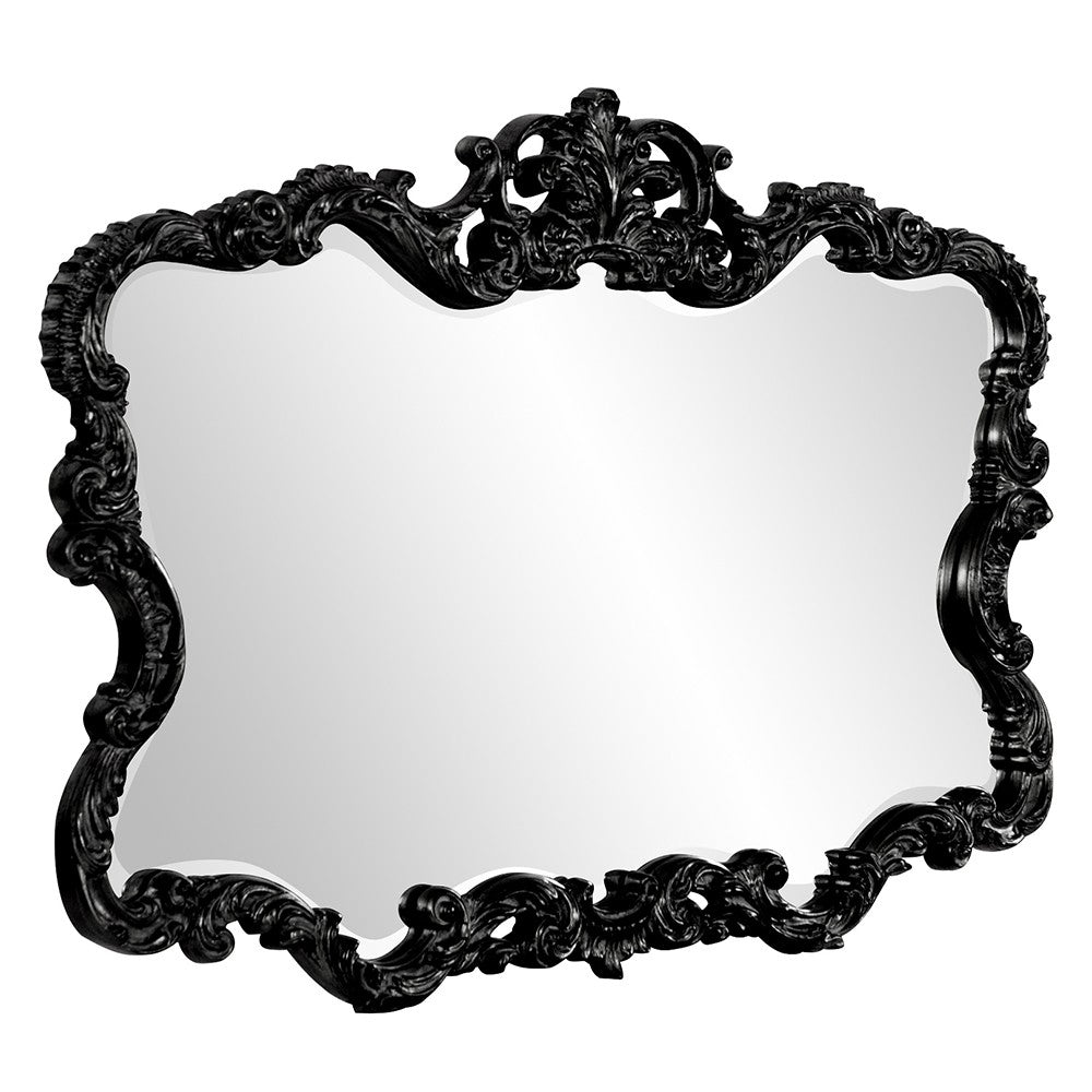 27" Black Ornate Scroll Framed Accent Mirror-Mirrors-DECOROLALA