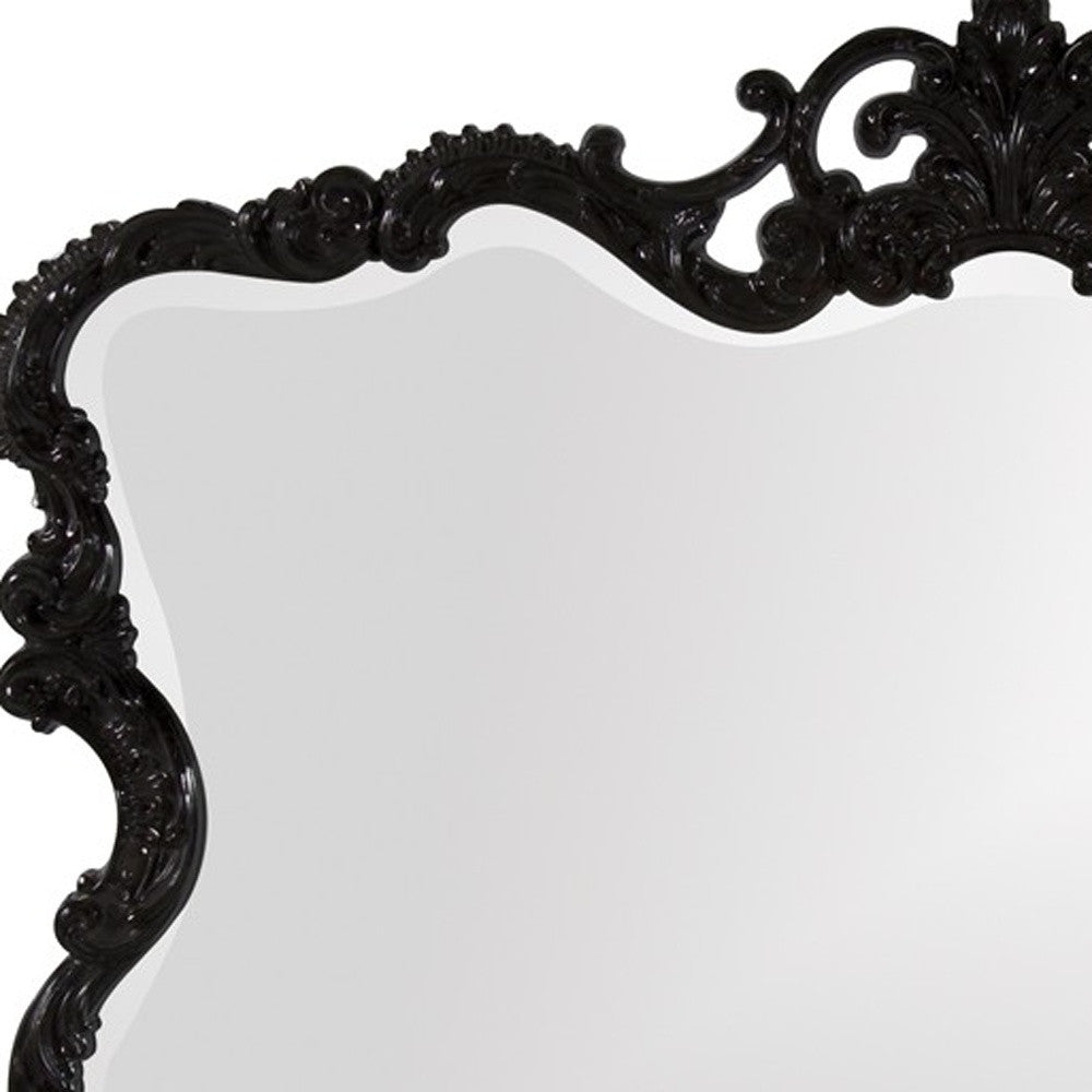 27" Black Ornate Scroll Framed Accent Mirror-Mirrors-DECOROLALA