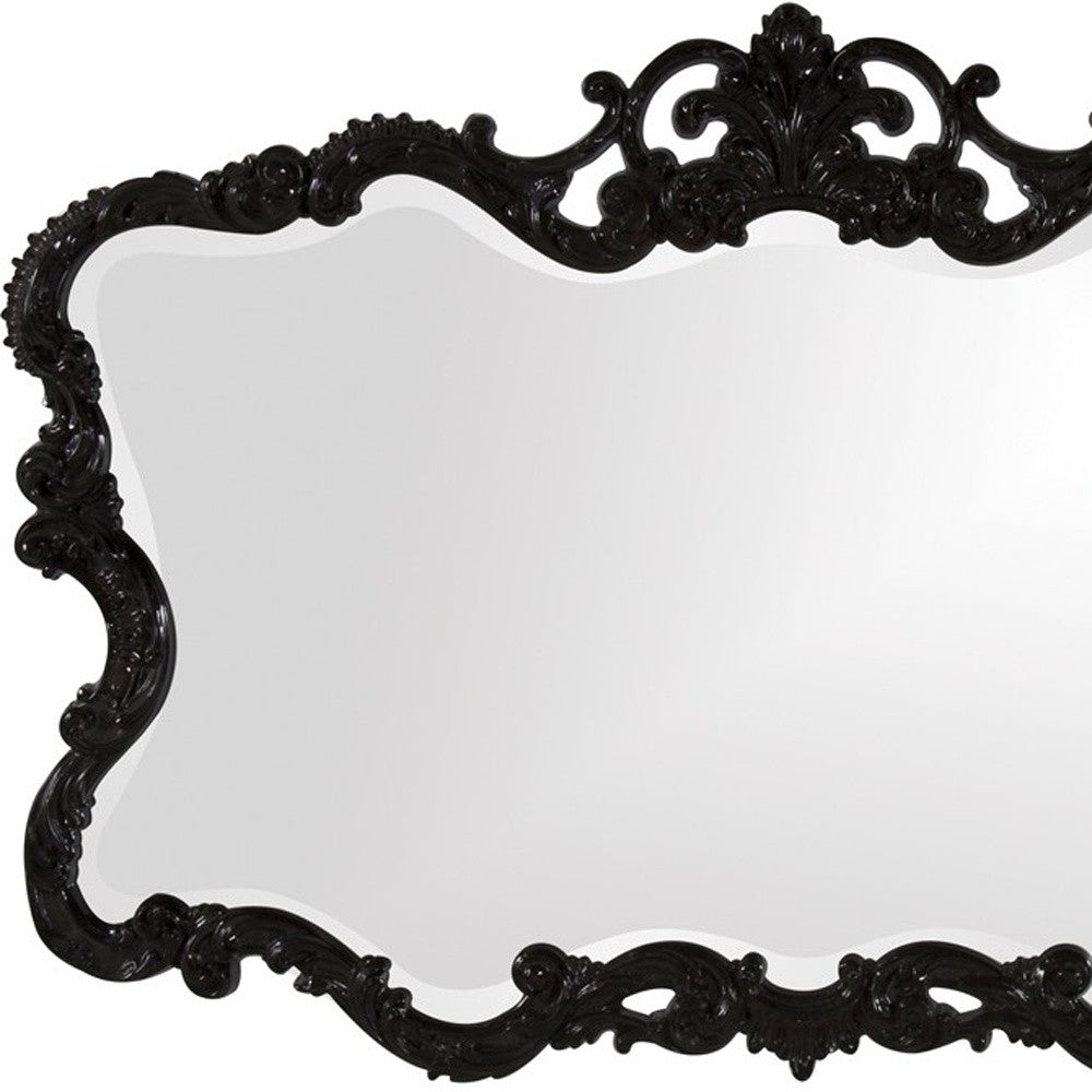 27" Black Ornate Scroll Framed Accent Mirror-Mirrors-DECOROLALA