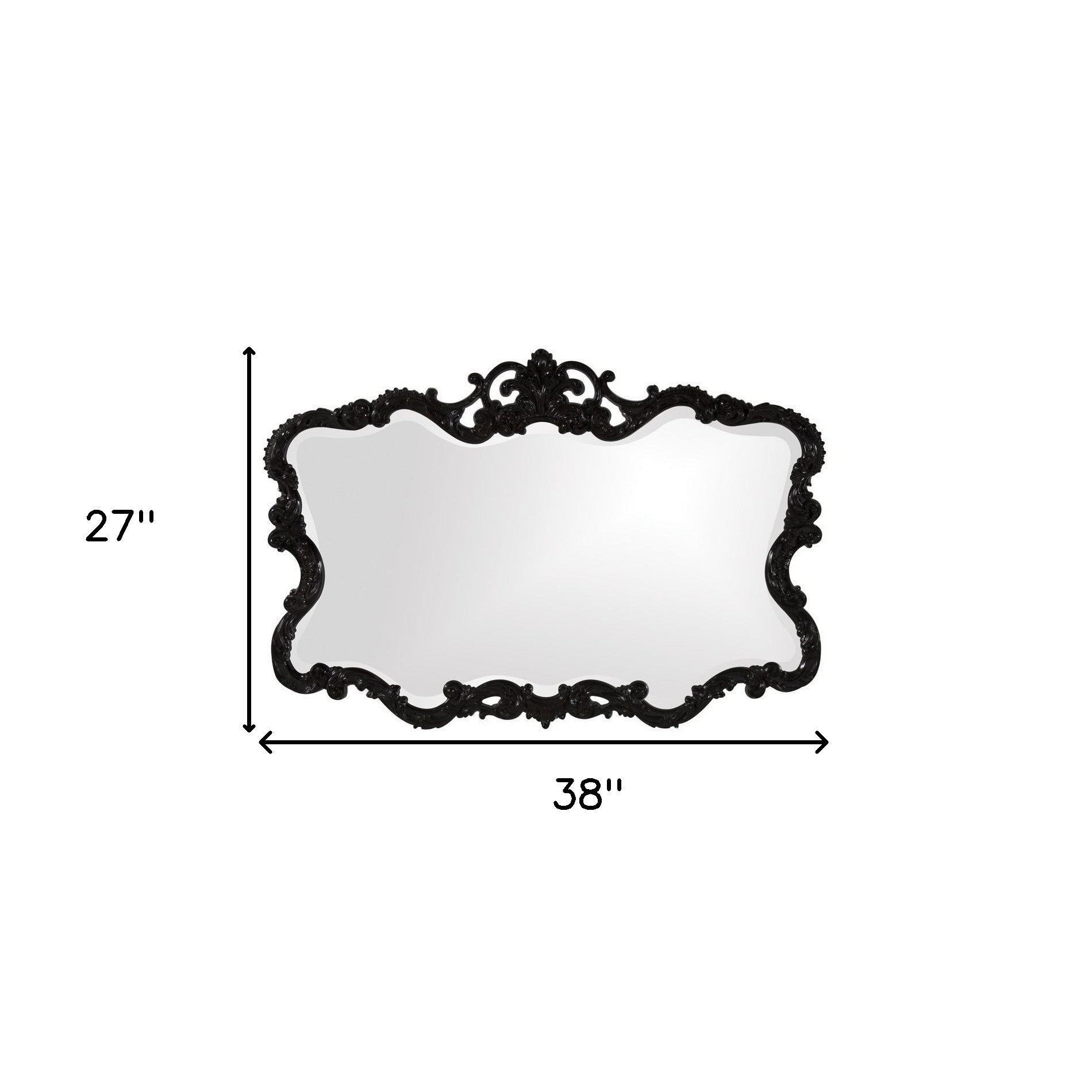 27" Black Ornate Scroll Framed Accent Mirror-Mirrors-DECOROLALA