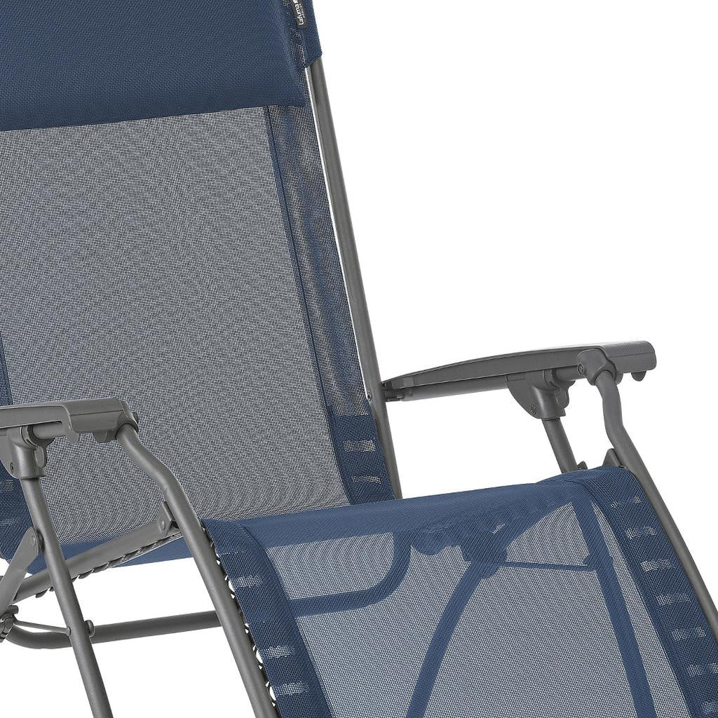 27" Blue Metal Outdoor Zero Gravity Chair with Blue Cushion-Outdoor Chairs-DECOROLALA