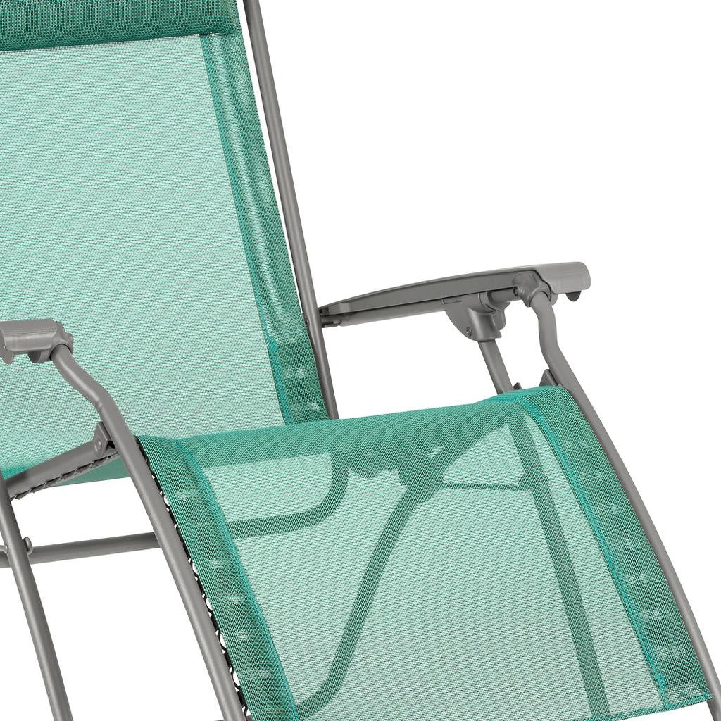 27" Blue Metal Outdoor Zero Gravity Chair with Blue Cushion-Outdoor Chairs-DECOROLALA