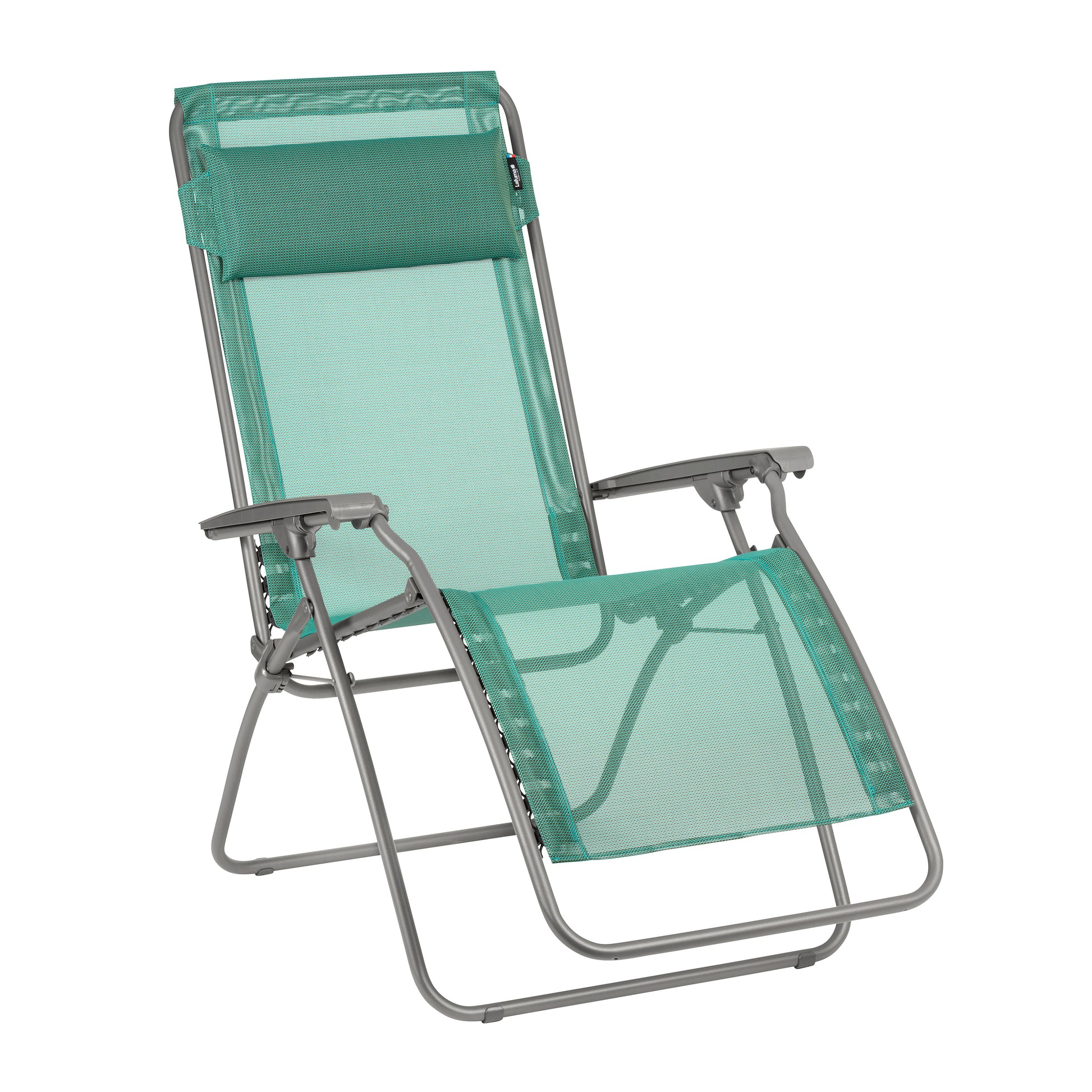27" Blue Metal Outdoor Zero Gravity Chair with Blue Cushion-Outdoor Chairs-DECOROLALA