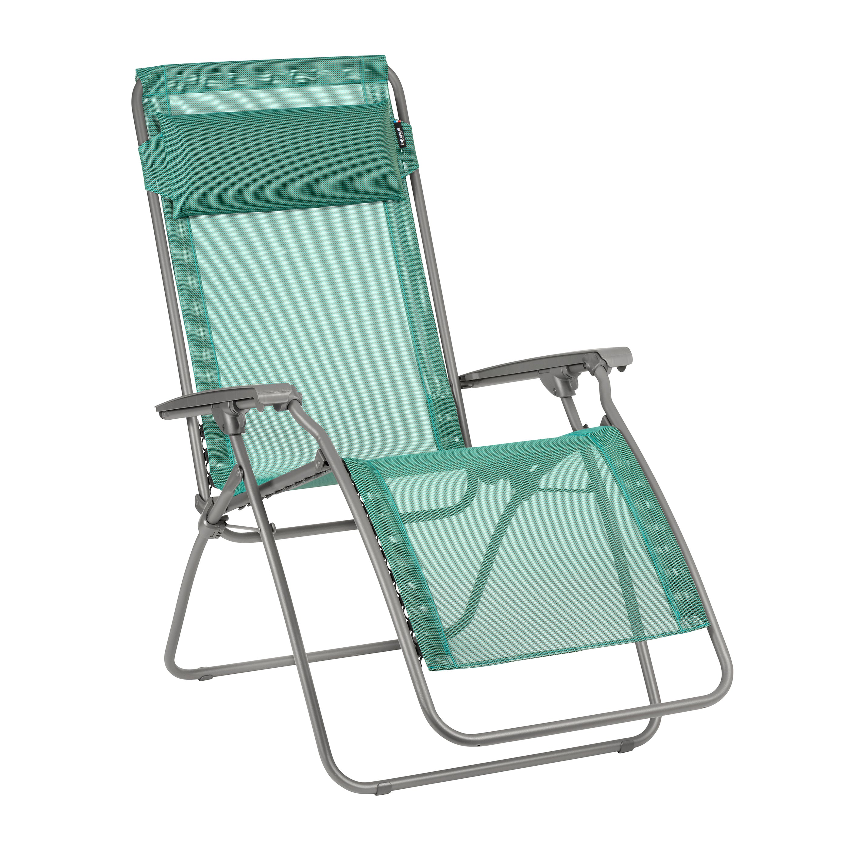 27" Blue Metal Outdoor Zero Gravity Chair with Blue Cushion-Outdoor Chairs-DECOROLALA