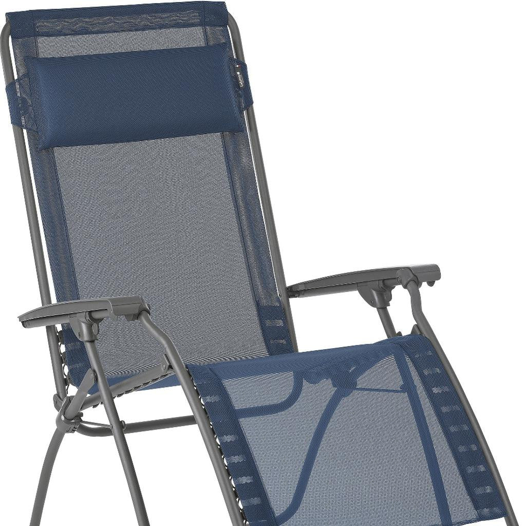 27" Blue Metal Outdoor Zero Gravity Chair with Blue Cushion-Outdoor Chairs-DECOROLALA