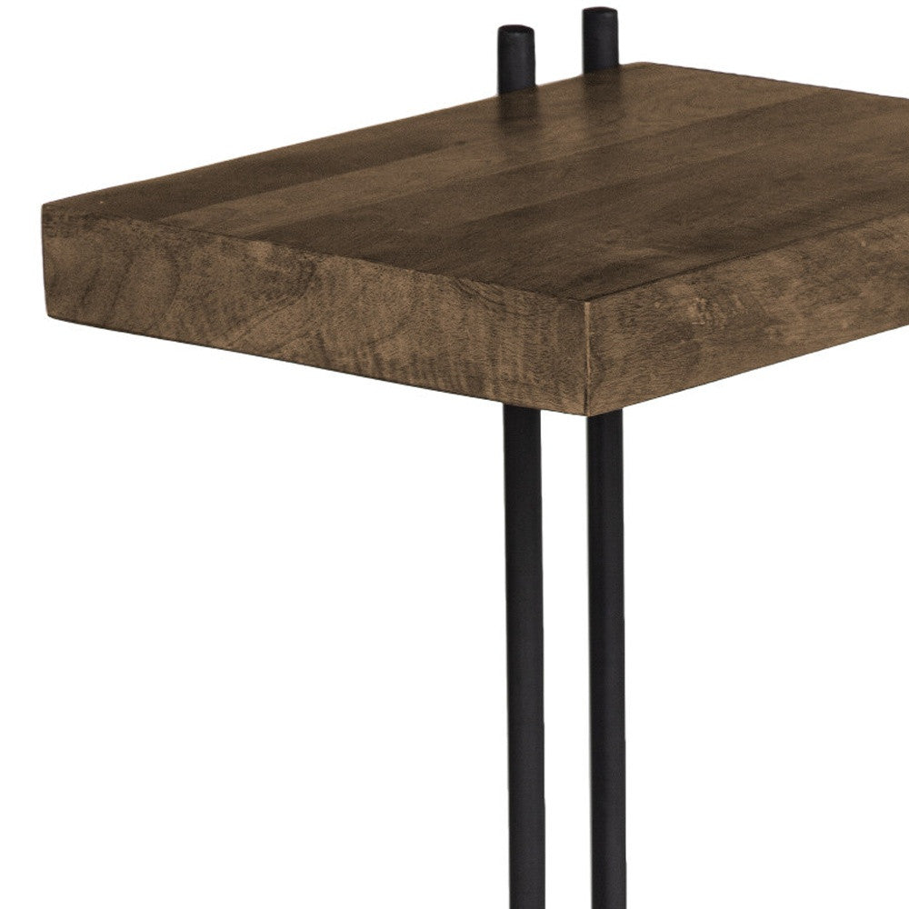 27" Brown Solid Wood Square End Table-End-Side Tables-DECOROLALA