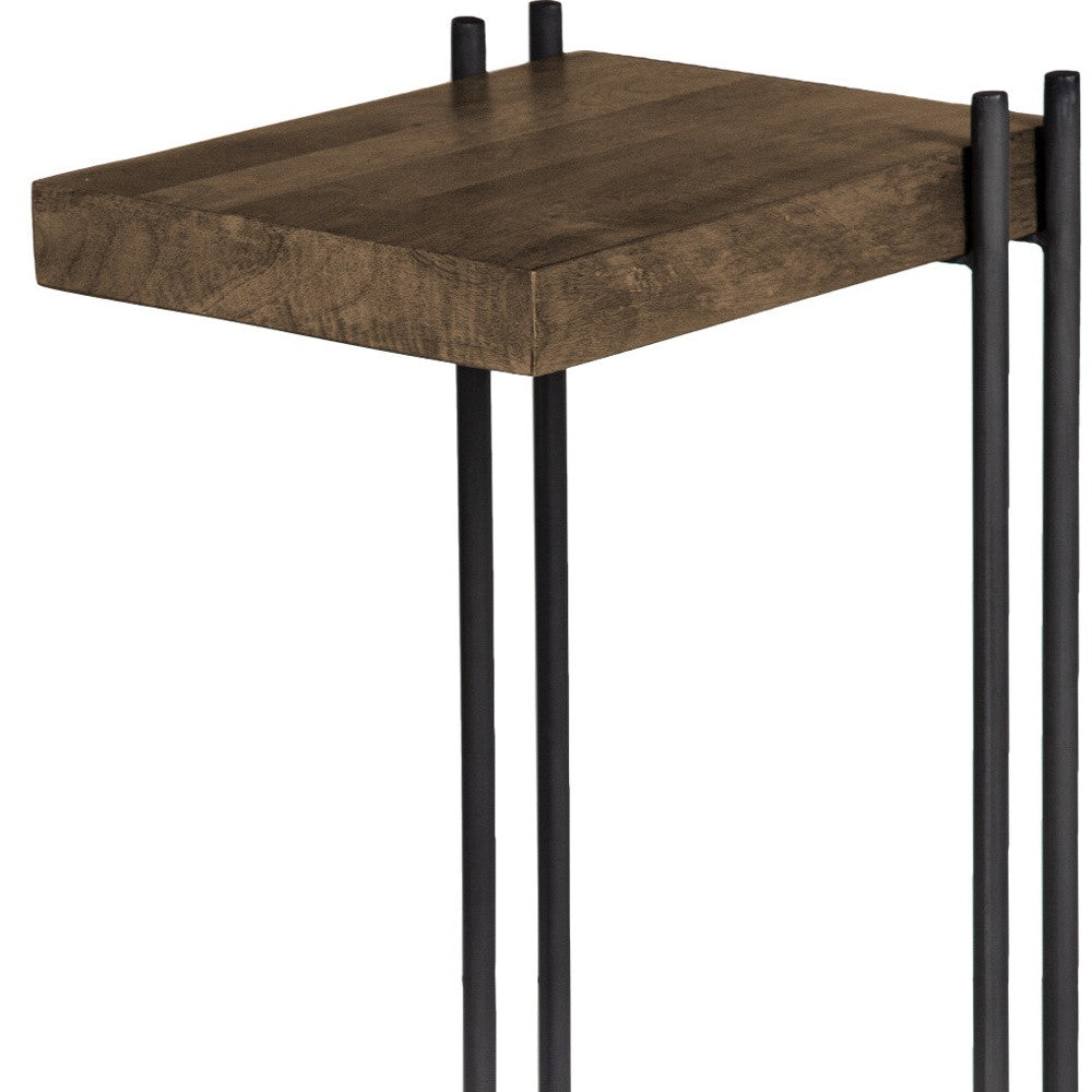 27" Brown Solid Wood Square End Table-End-Side Tables-DECOROLALA