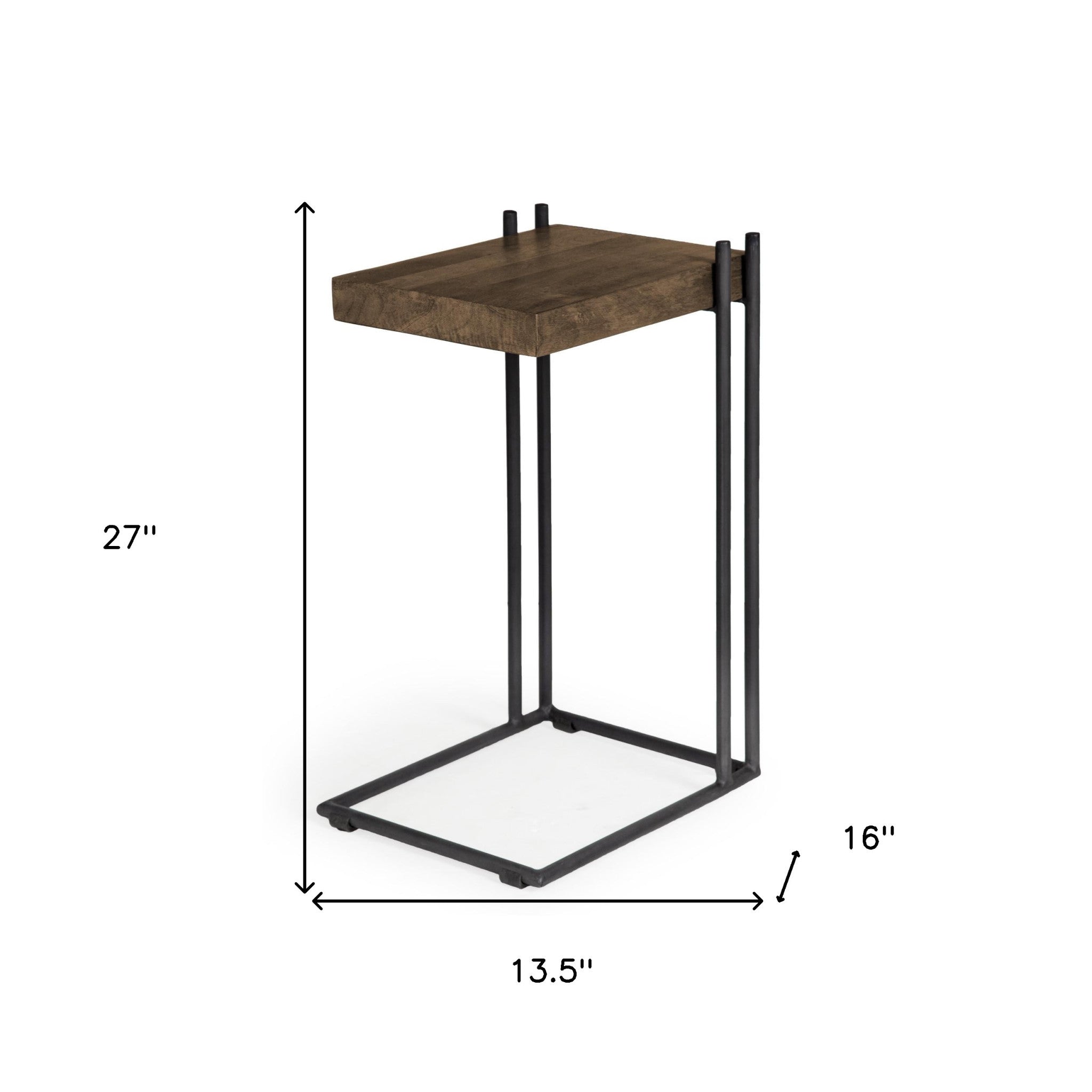 27" Brown Solid Wood Square End Table-End-Side Tables-DECOROLALA