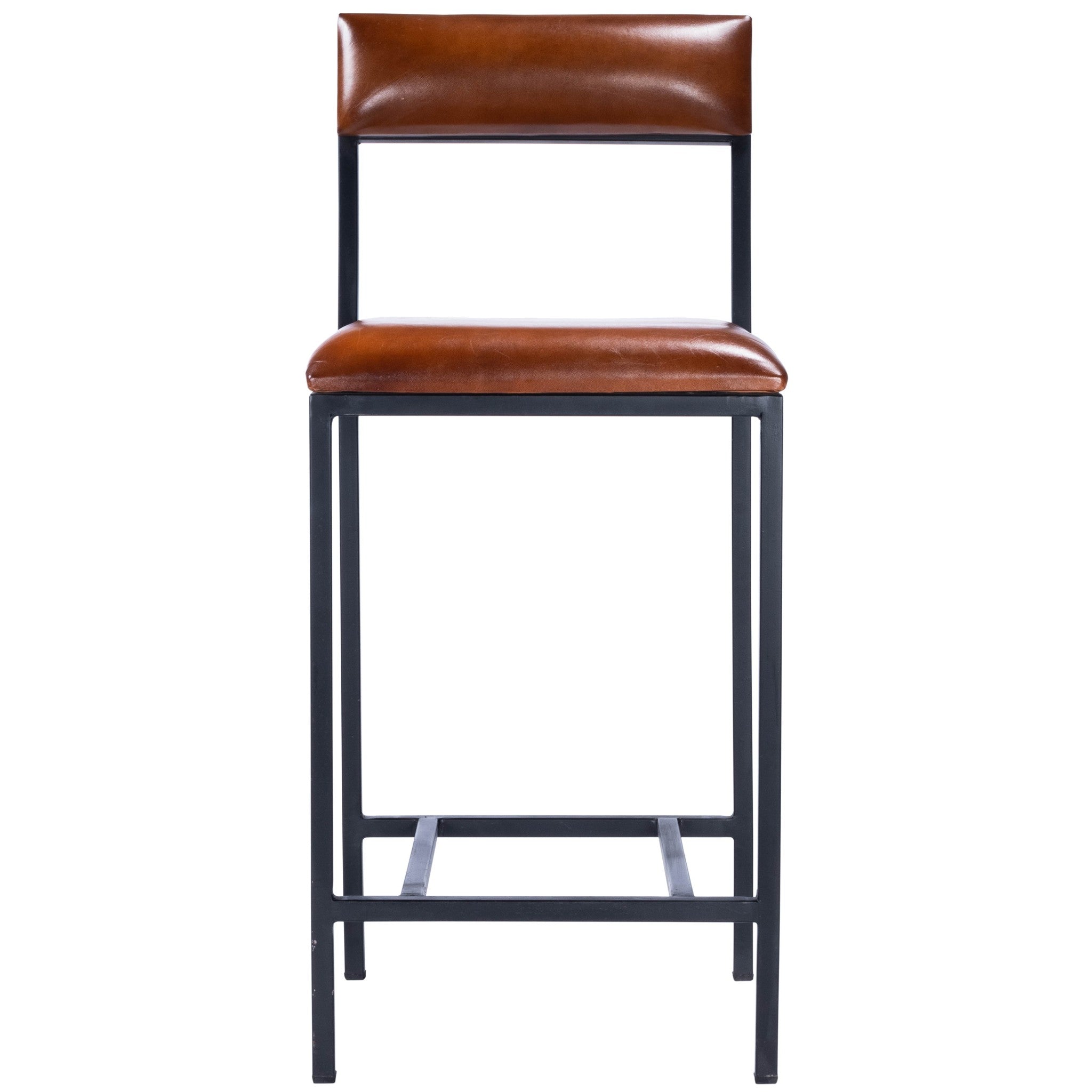 27" Brown and Black Manufactured Wood and Iron Bar Chair-Bar Chairs-DECOROLALA
