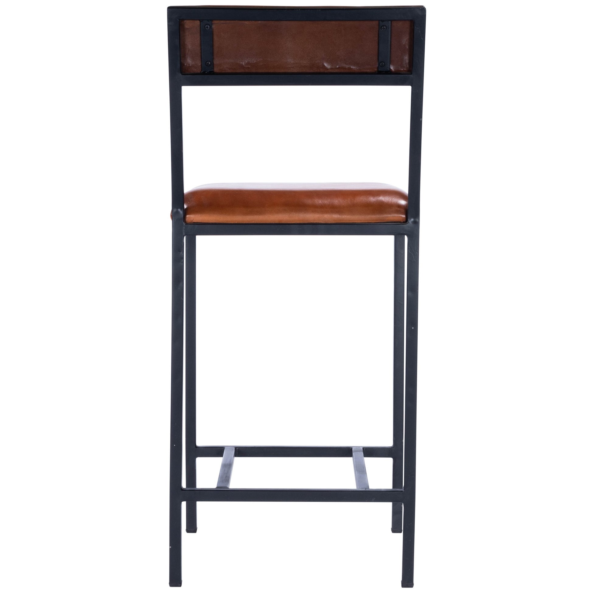 27" Brown and Black Manufactured Wood and Iron Bar Chair-Bar Chairs-DECOROLALA