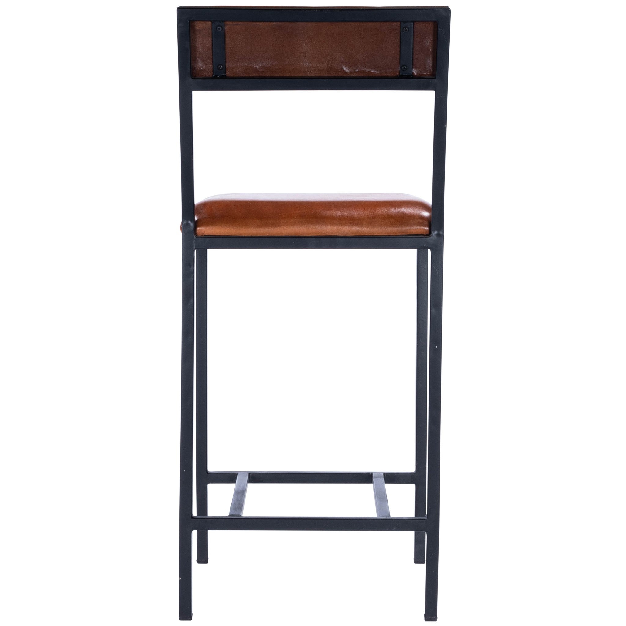 27" Brown and Black Manufactured Wood and Iron Bar Chair-Bar Chairs-DECOROLALA