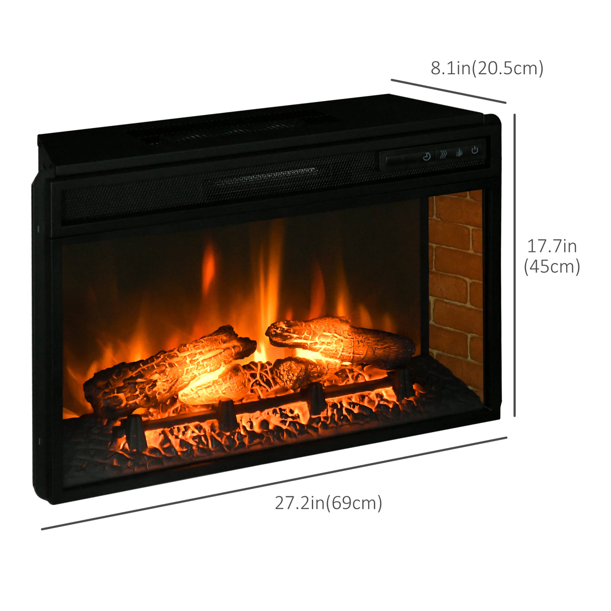 27" Electric Fireplace Insert - 1400W Recessed Heater Black-Electric Fireplaces-DECOROLALA