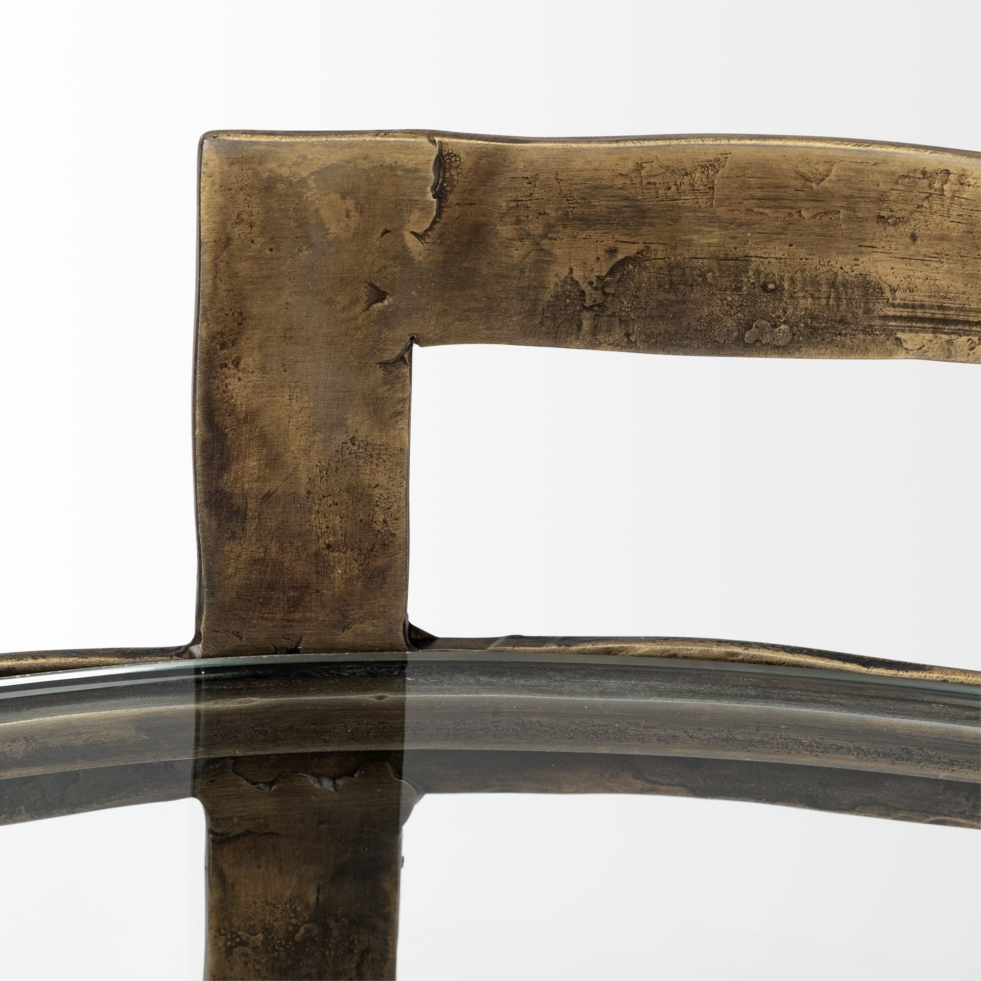 27" Gold And Clear Glass Round End Table-End-Side Tables-DECOROLALA