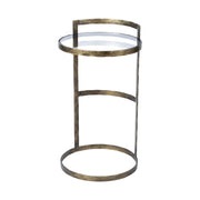 27" Gold And Clear Glass Round End Table-End-Side Tables-DECOROLALA