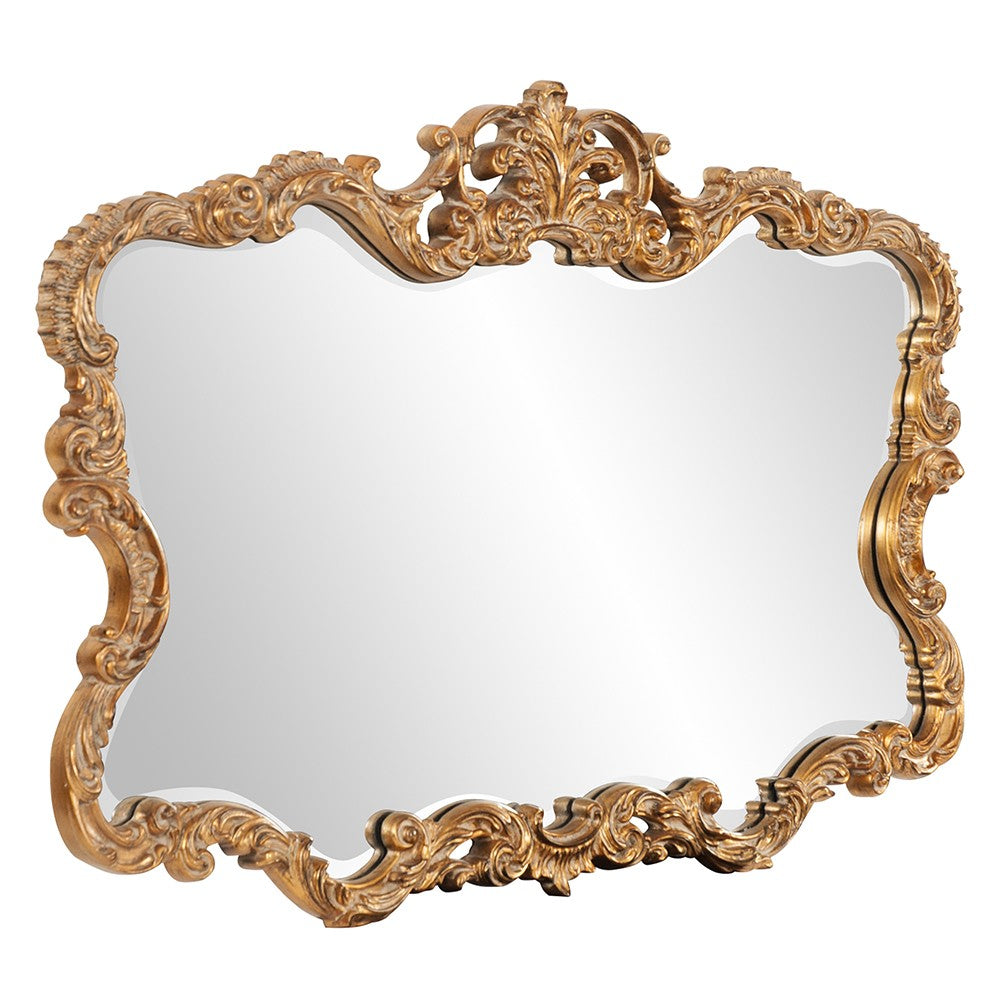 27" Gold Ornate Scroll Framed Accent Mirror-Mirrors-DECOROLALA