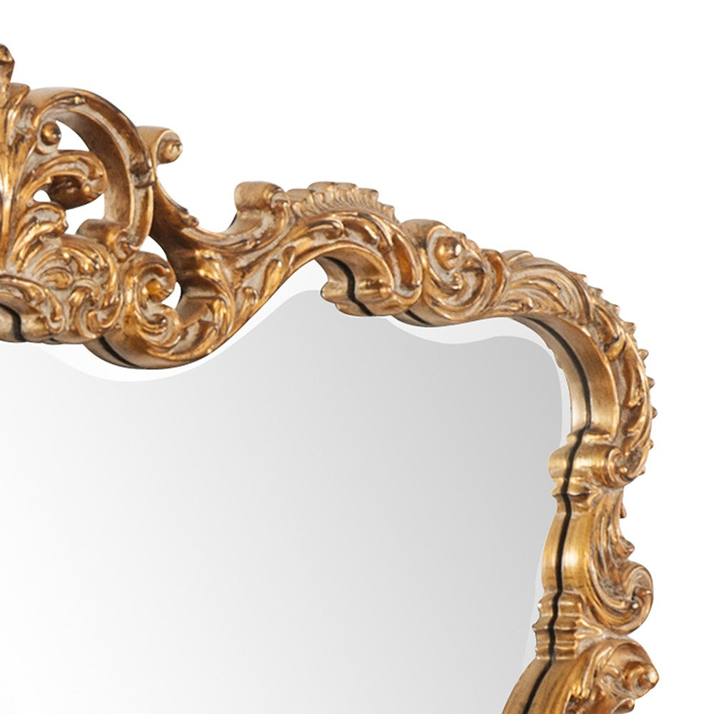 27" Gold Ornate Scroll Framed Accent Mirror-Mirrors-DECOROLALA