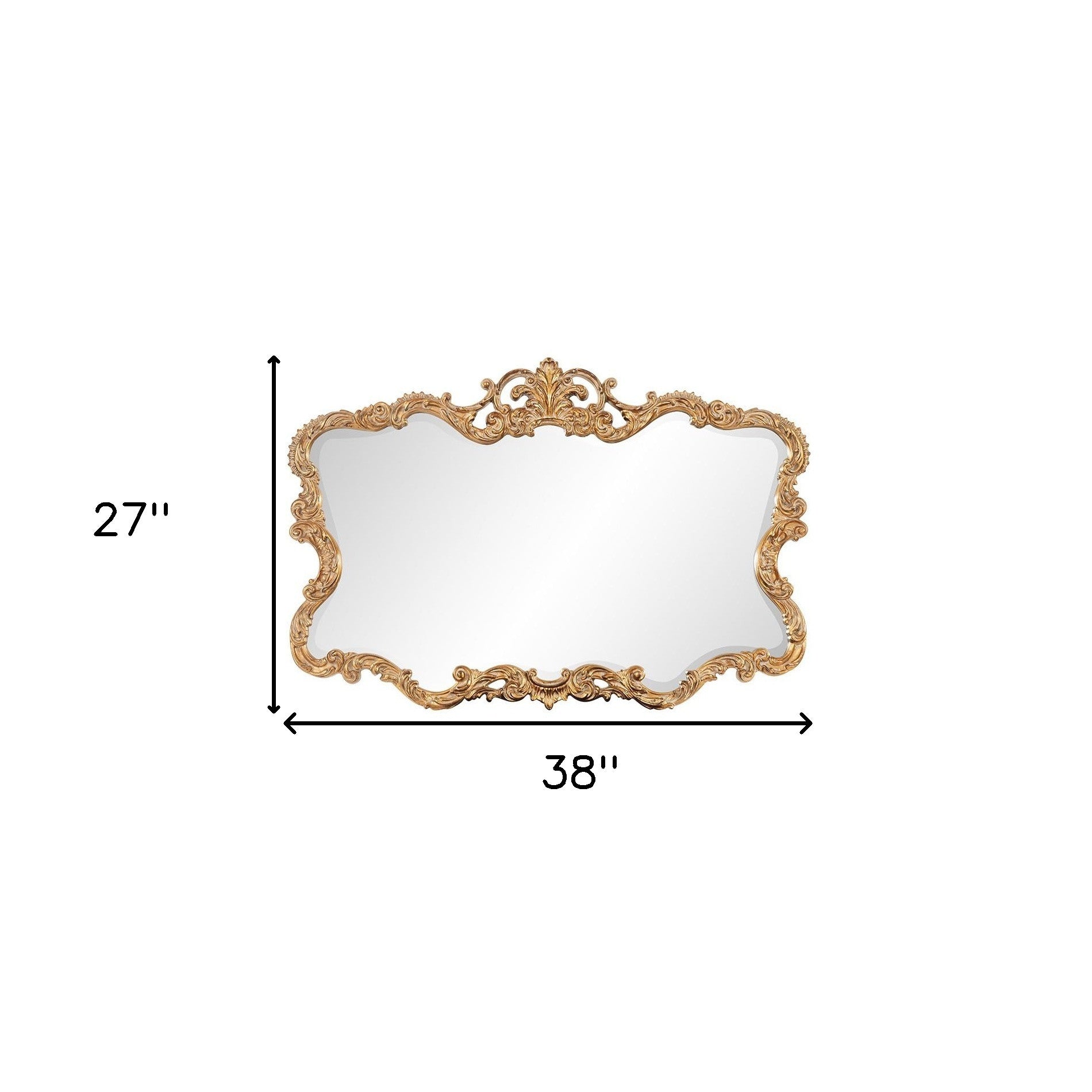 27" Gold Ornate Scroll Framed Accent Mirror-Mirrors-DECOROLALA