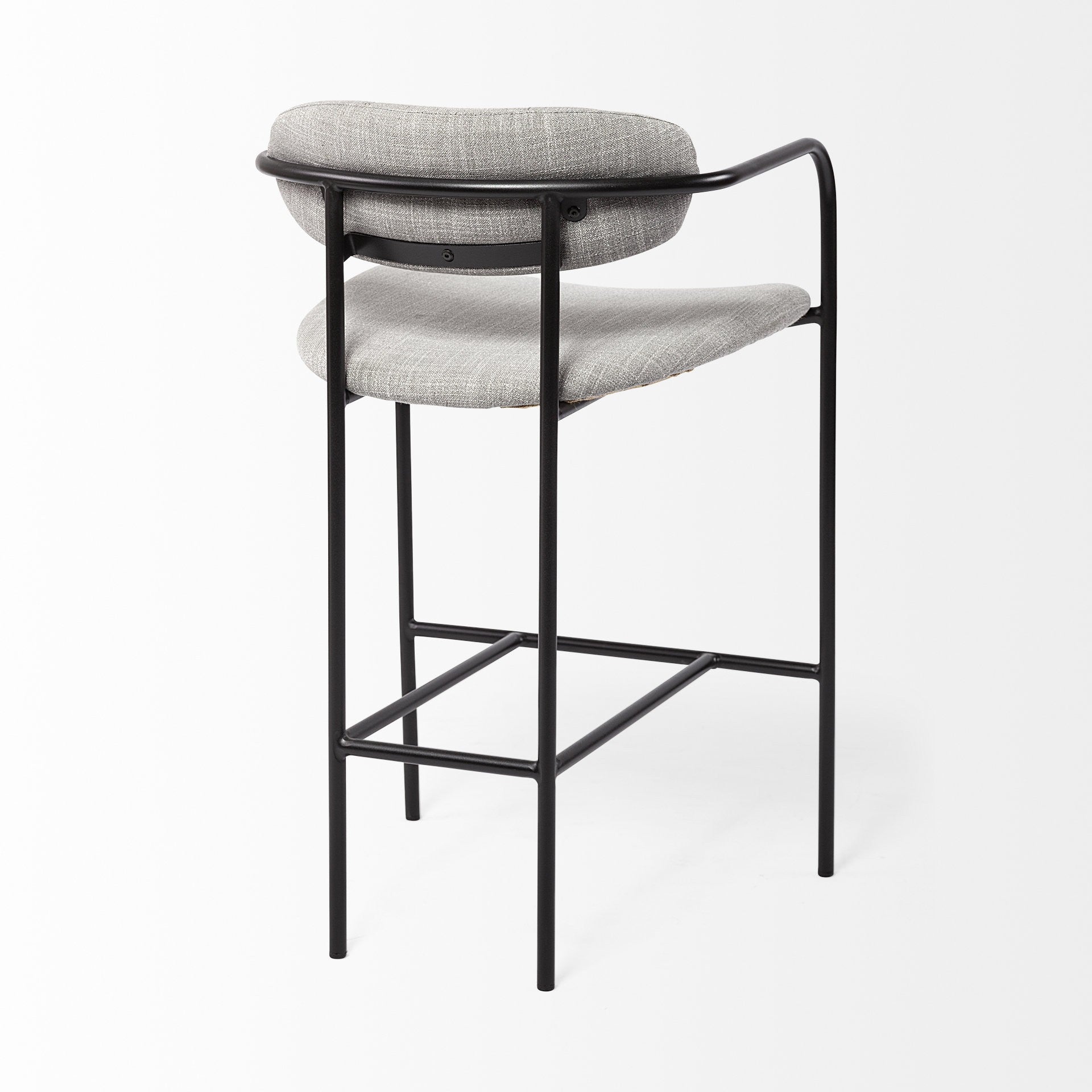 27" Gray And Black Upholstered And Metal Counter Height Bar Chair-Bar Chairs-DECOROLALA