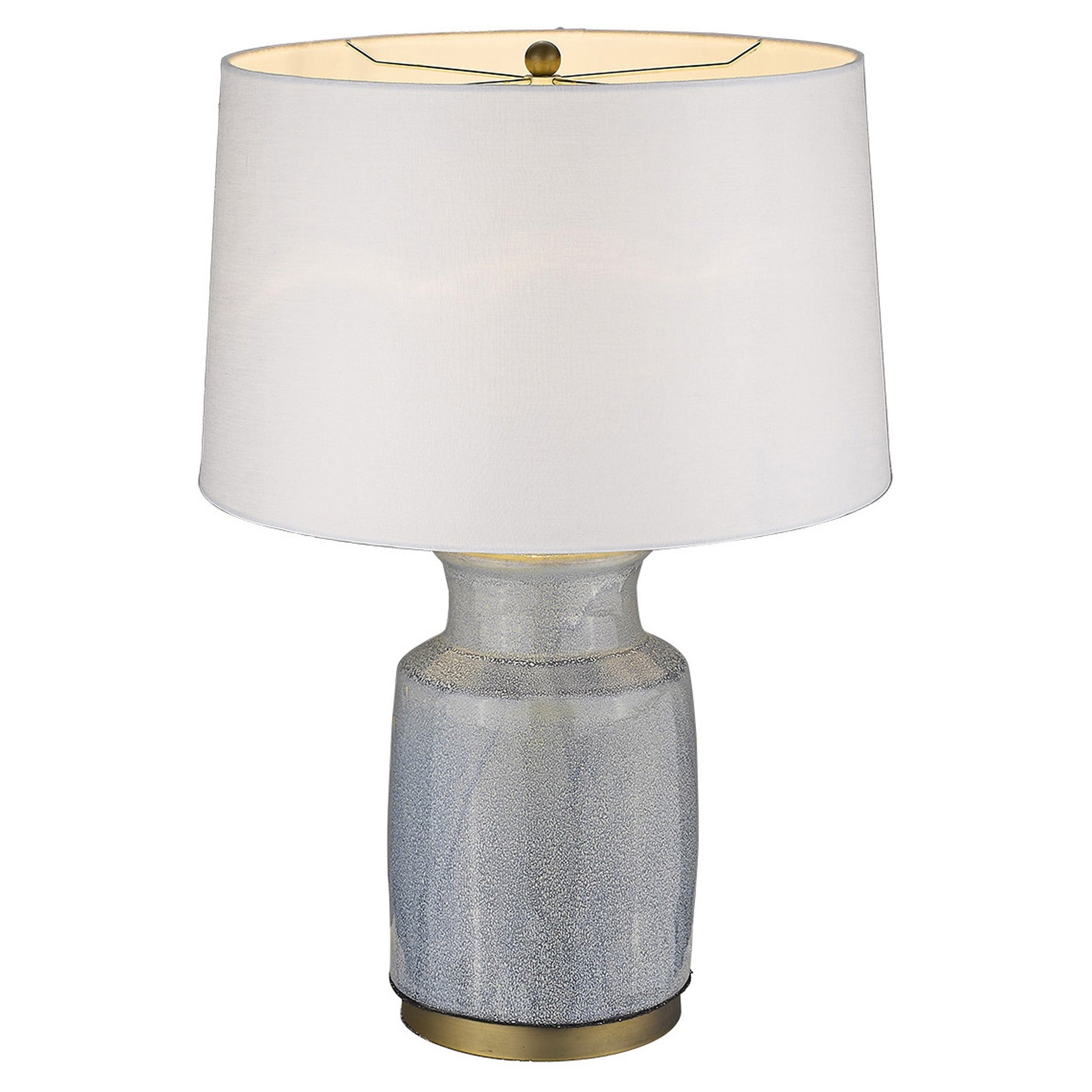 27" Gray Ceramic Table Lamp With White Empire Shade-Table Lamps-DECOROLALA