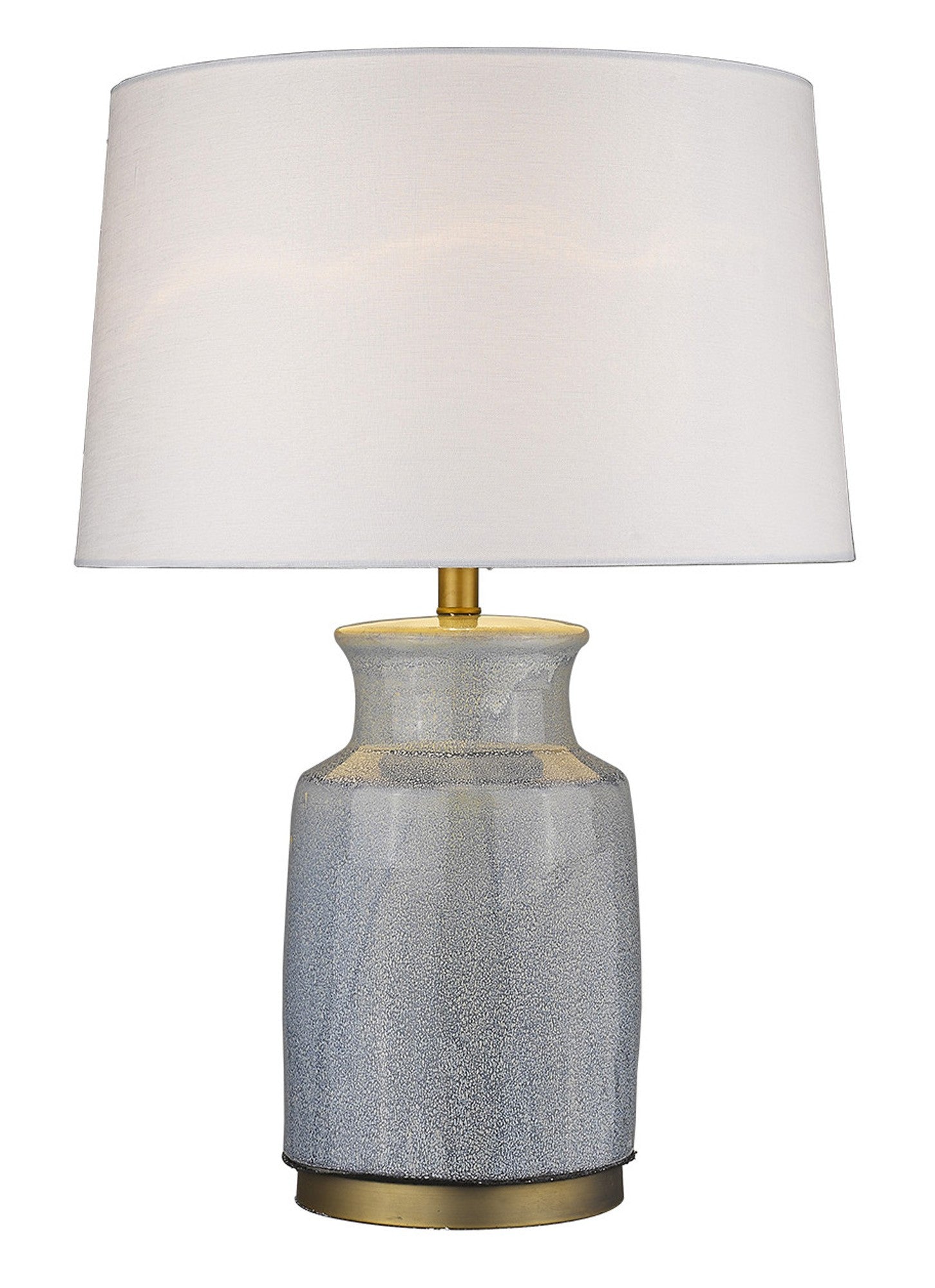 27" Gray Ceramic Table Lamp With White Empire Shade-Table Lamps-DECOROLALA