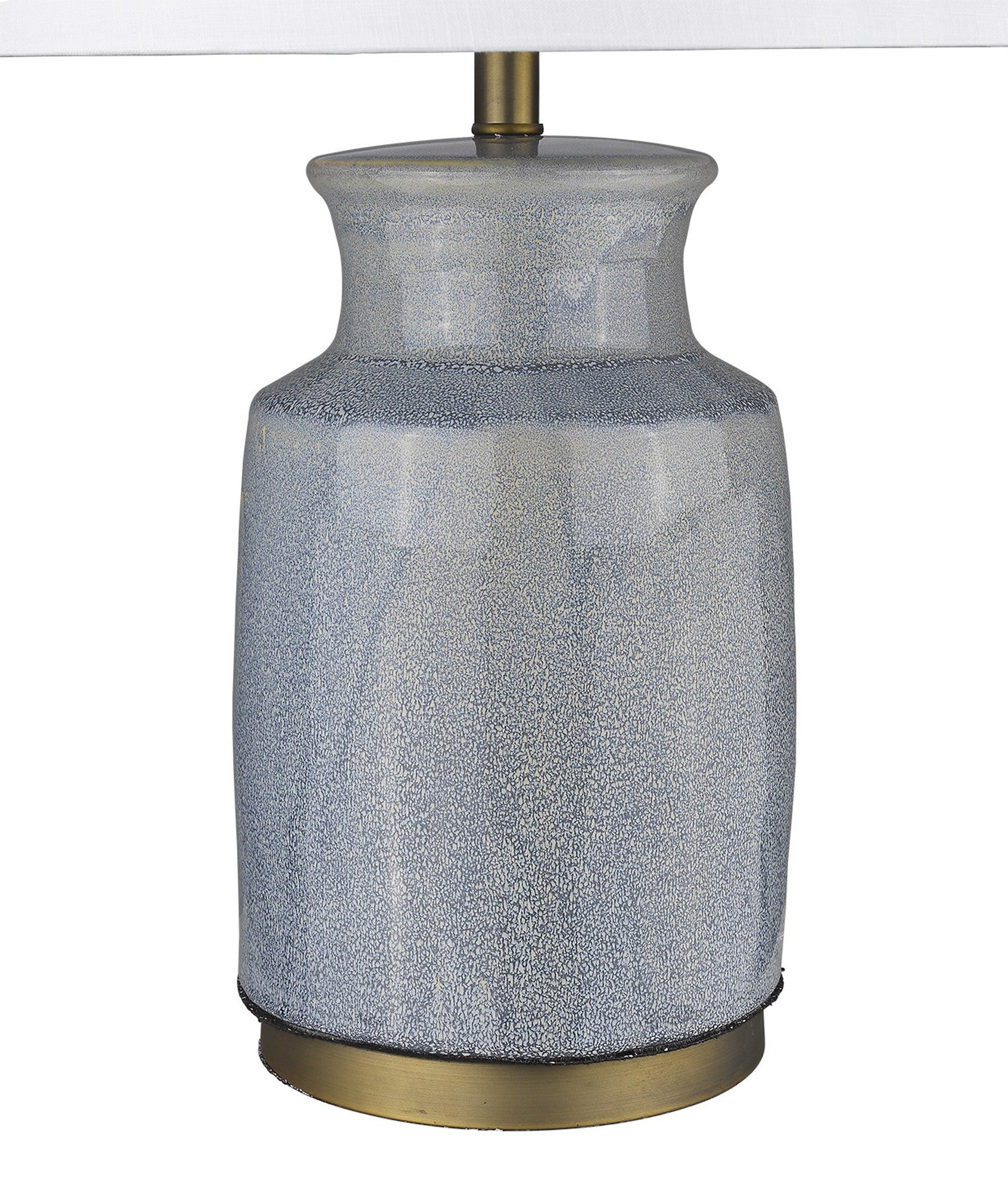 27" Gray Ceramic Table Lamp With White Empire Shade-Table Lamps-DECOROLALA