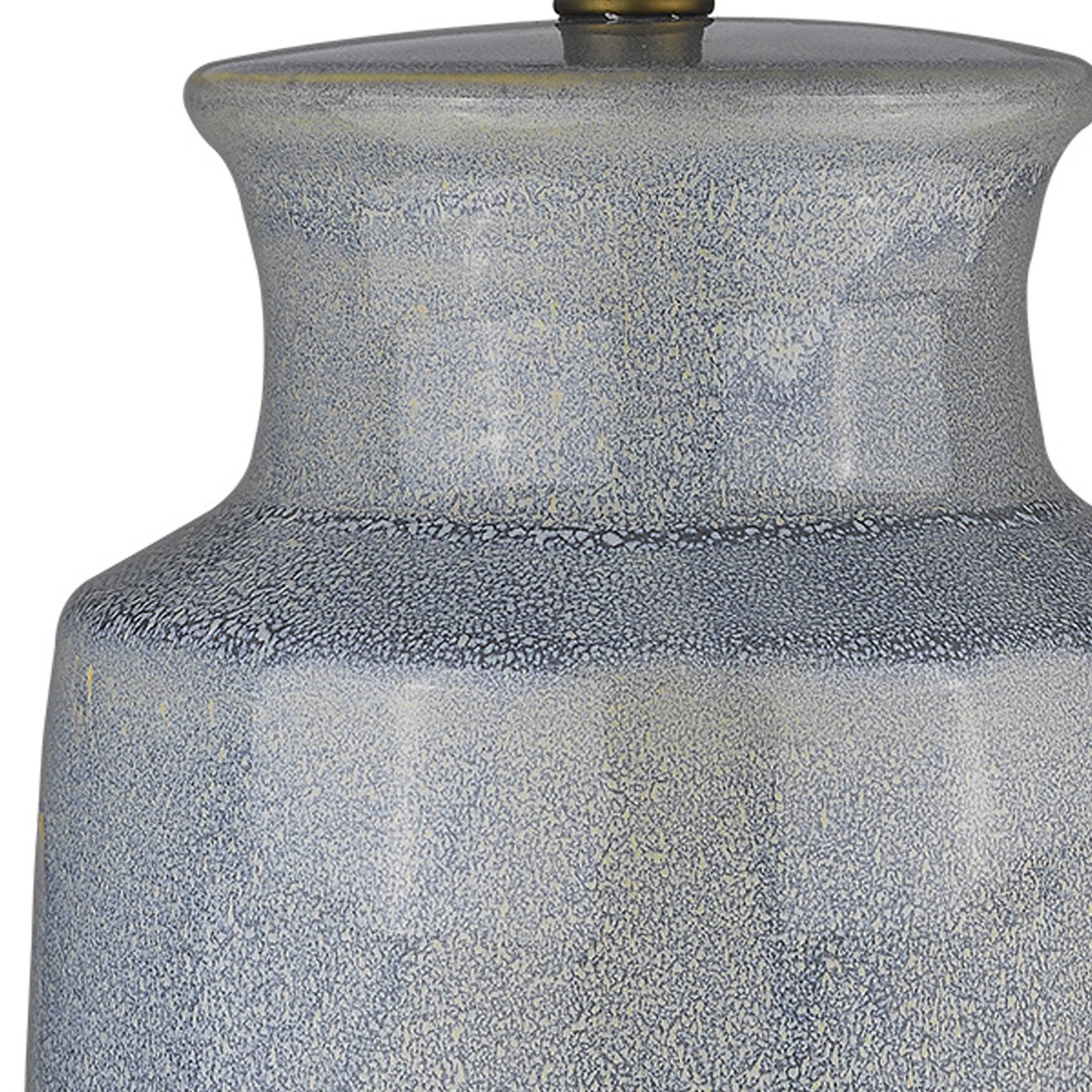 27" Gray Ceramic Table Lamp With White Empire Shade-Table Lamps-DECOROLALA