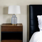 27" Gray Ceramic Table Lamp With White Empire Shade-Table Lamps-DECOROLALA