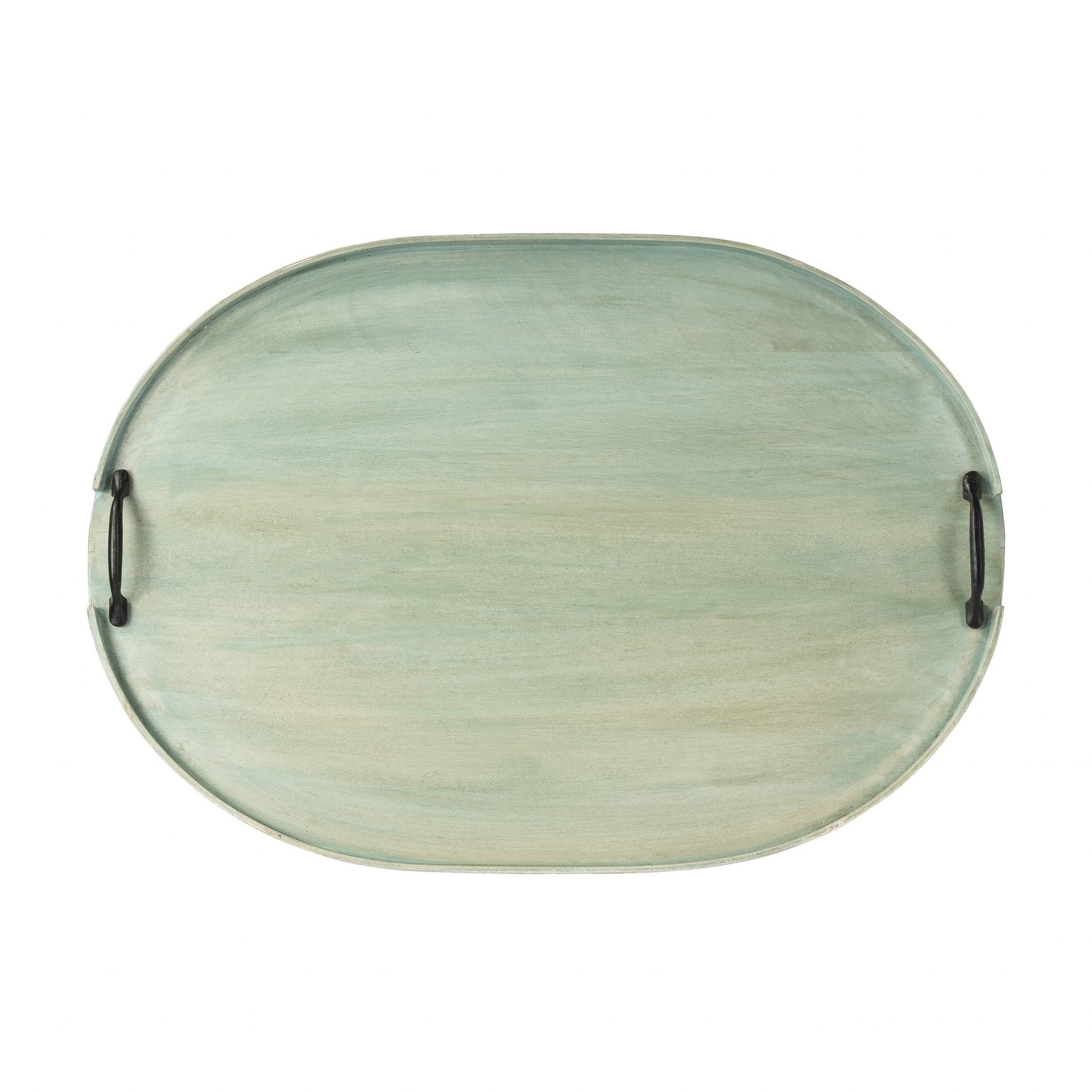 27" Green Mango Oval Serving Tray With Handles-Trays-DECOROLALA