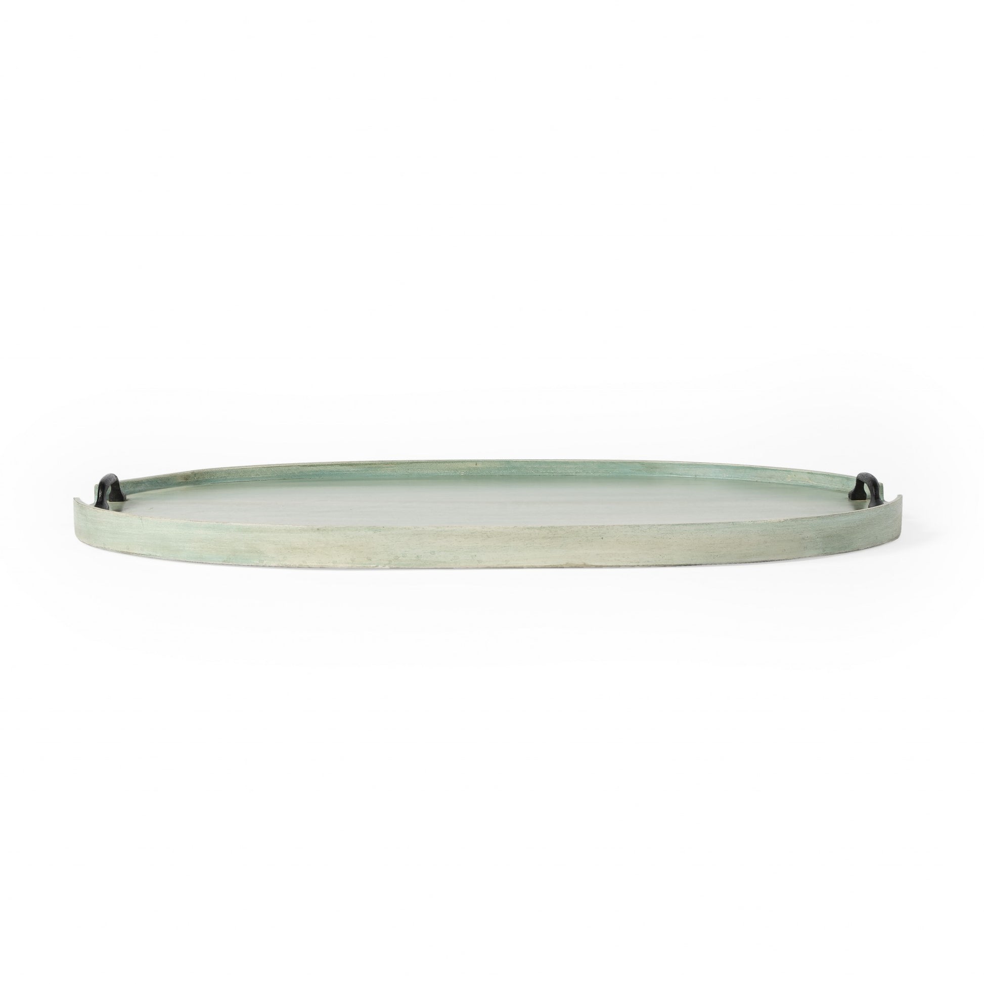 27" Green Mango Oval Serving Tray With Handles-Trays-DECOROLALA