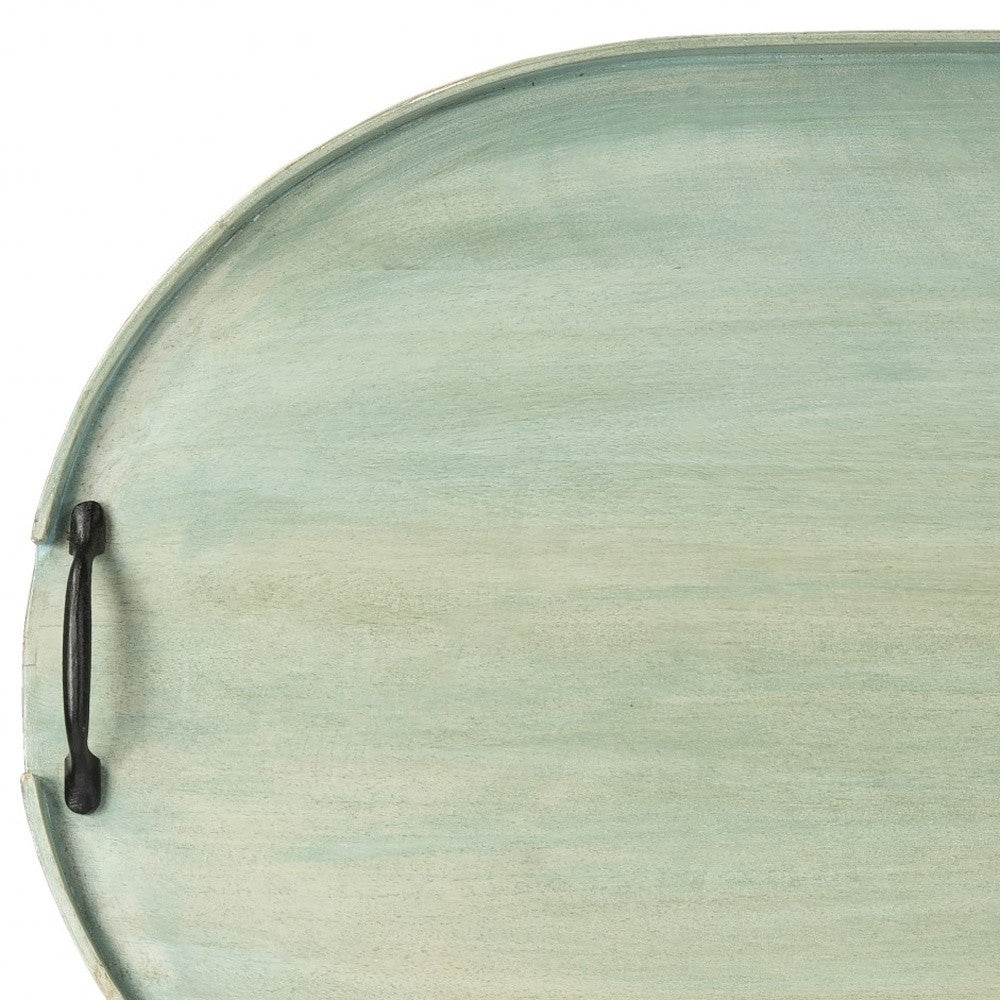 27" Green Mango Oval Serving Tray With Handles-Trays-DECOROLALA