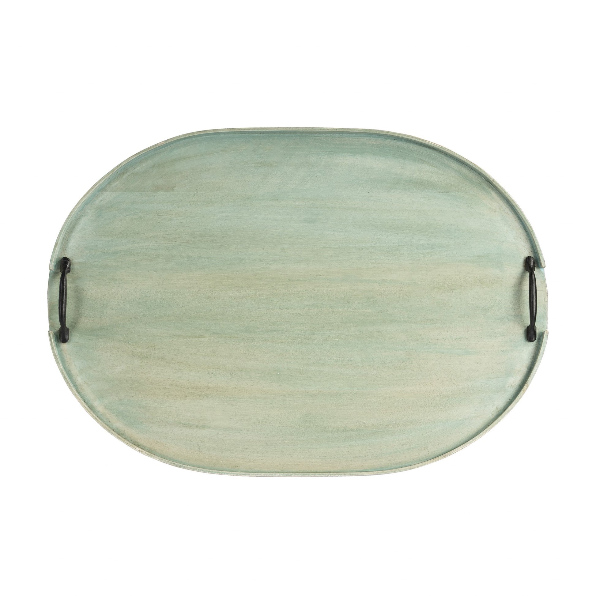 27" Green Mango Oval Serving Tray With Handles-Trays-DECOROLALA