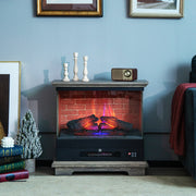 27 Inch Freestanding Electric Fireplace with 3-Level Vivid Flame Thermostat-Natural-Fireplaces-DECOROLALA