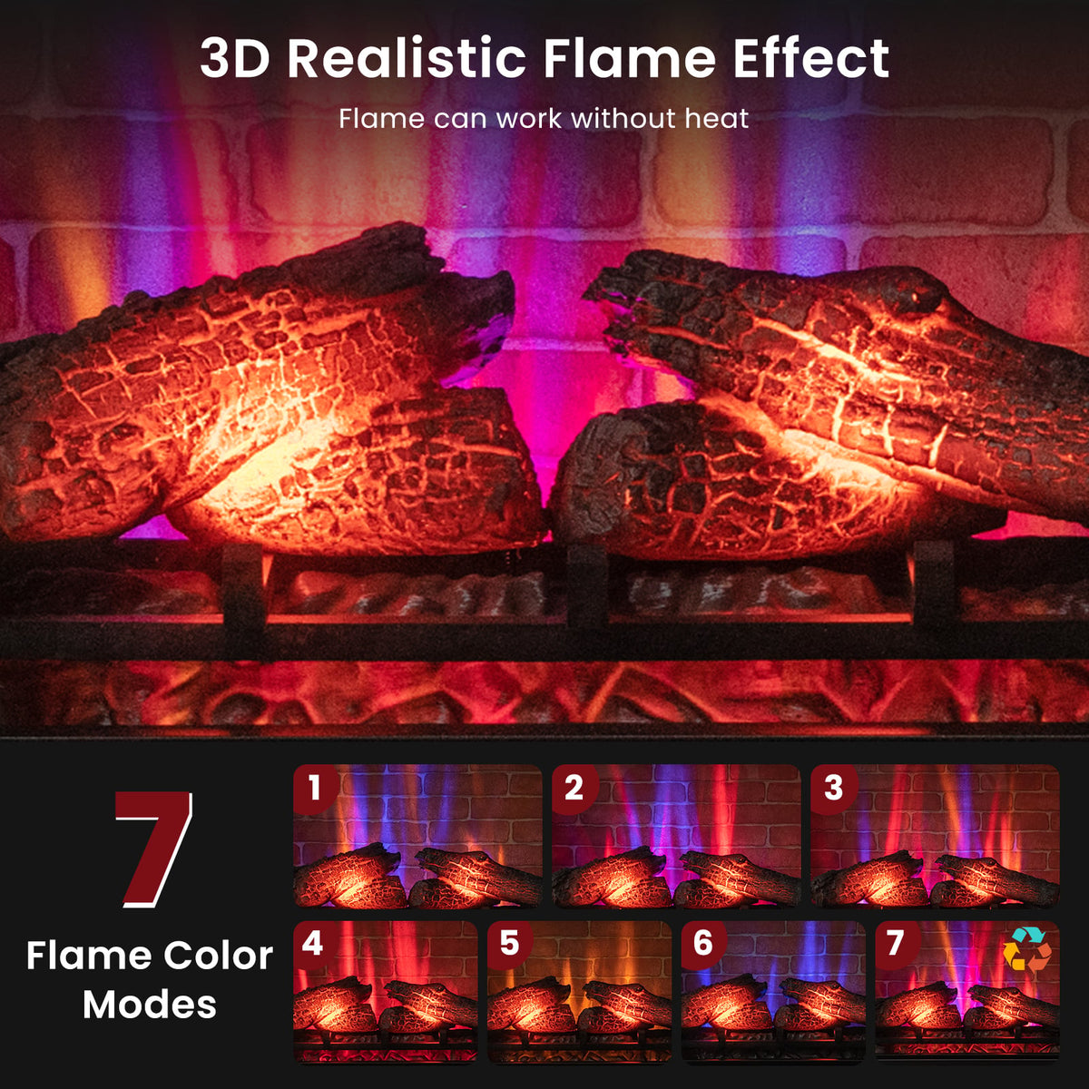 27 Inch Freestanding Fireplace with Remote Control-Black-Fireplaces-DECOROLALA