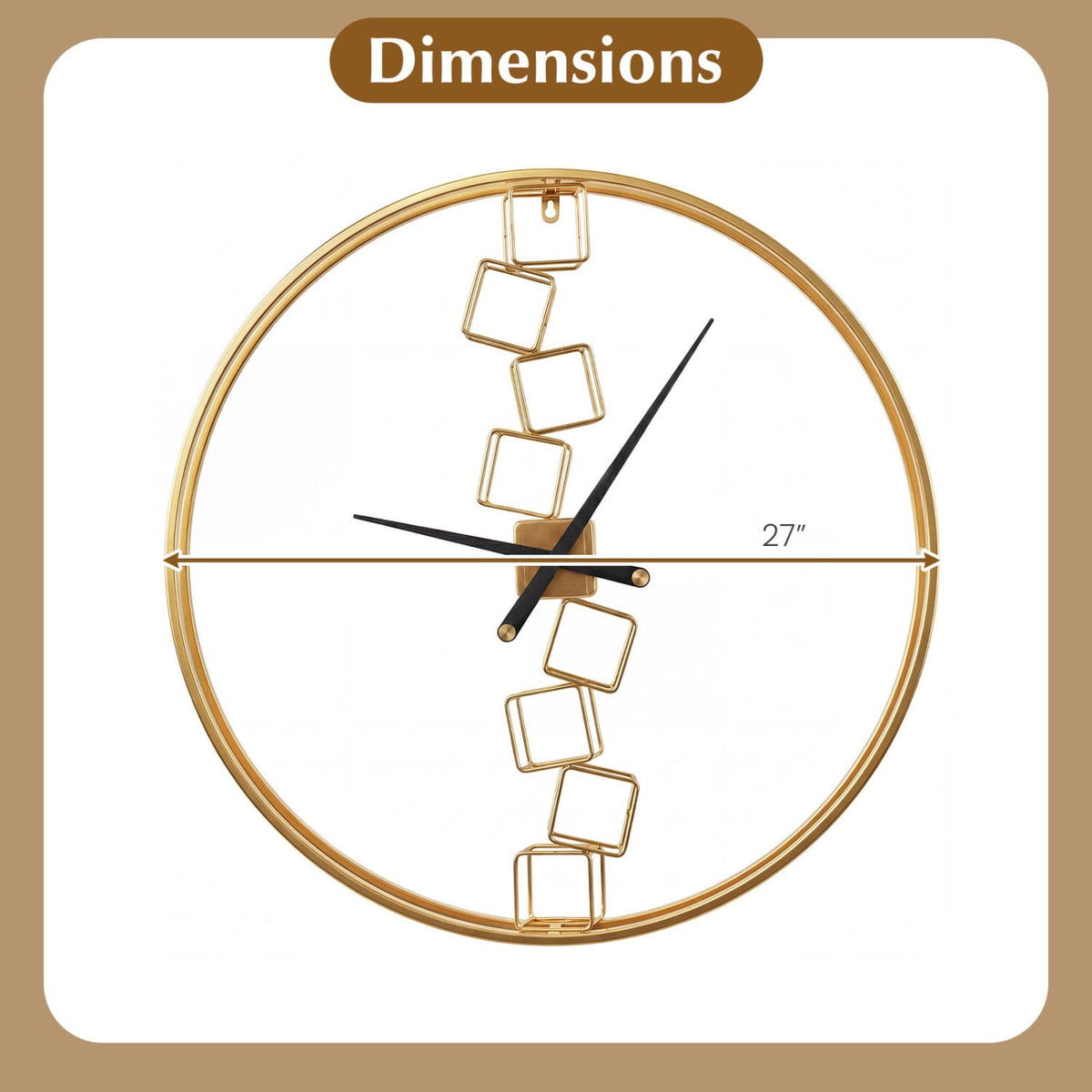 27 Inch Large Wall Clock for Living Room Bedroom Kitchen-Yellow-Wall Decor-DECOROLALA