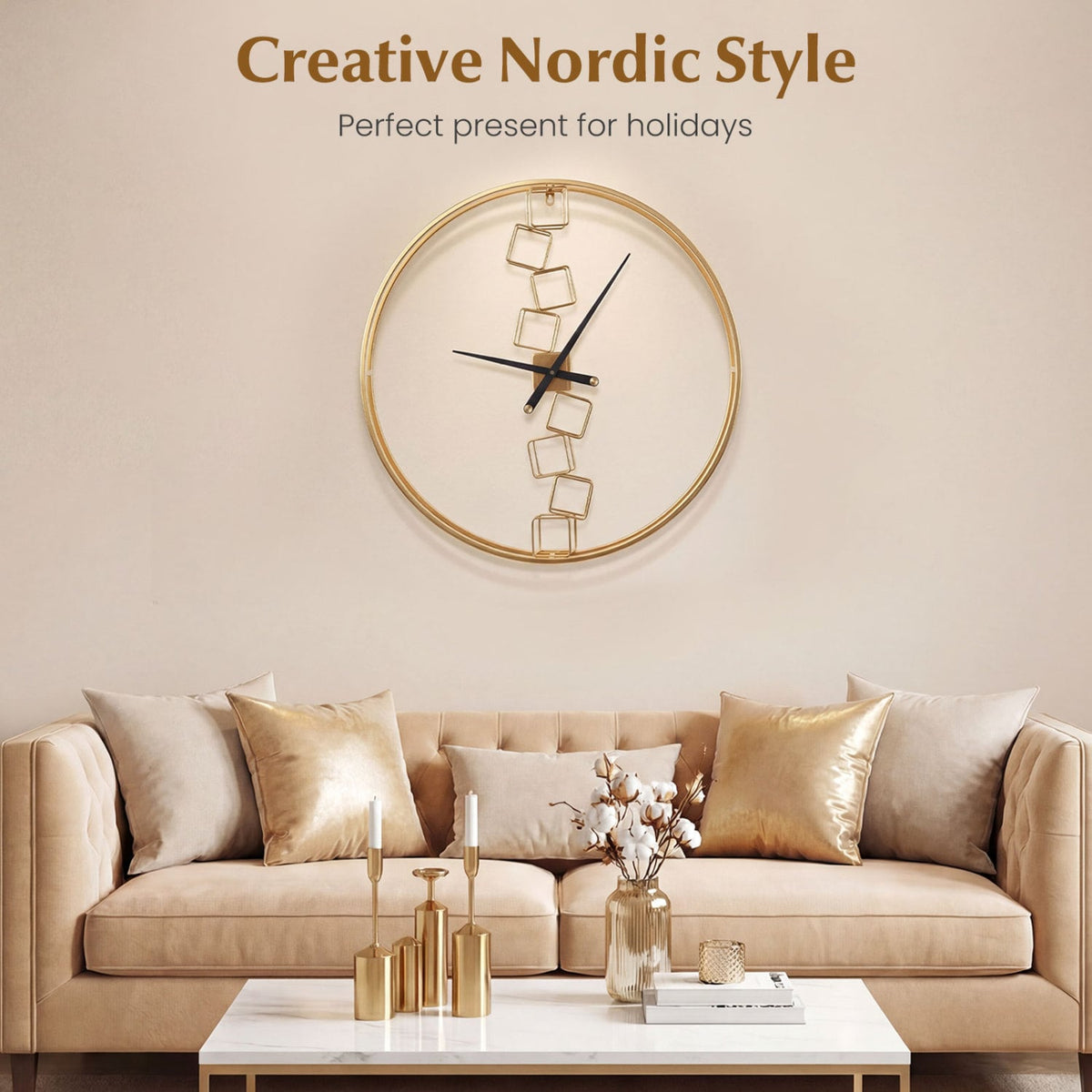 27 Inch Large Wall Clock for Living Room Bedroom Kitchen-Yellow-Wall Decor-DECOROLALA