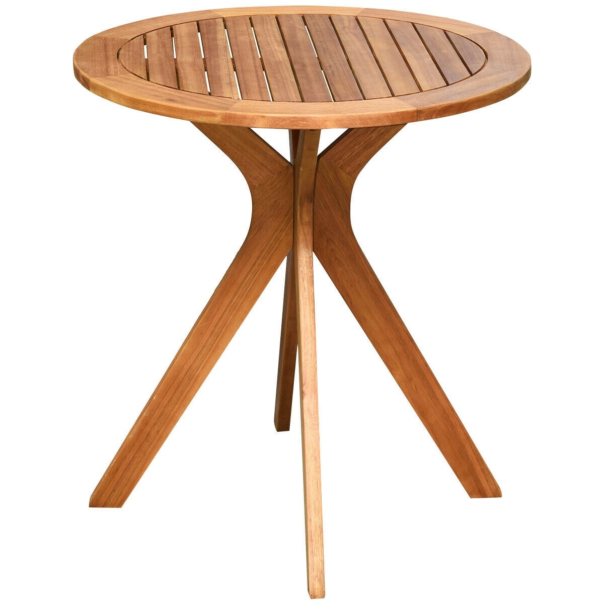 27 Inch Outdoor Round Solid Wood Coffee Side Bistro Table [Best Seller in the US]-Patio Coffee Tables-DECOROLALA