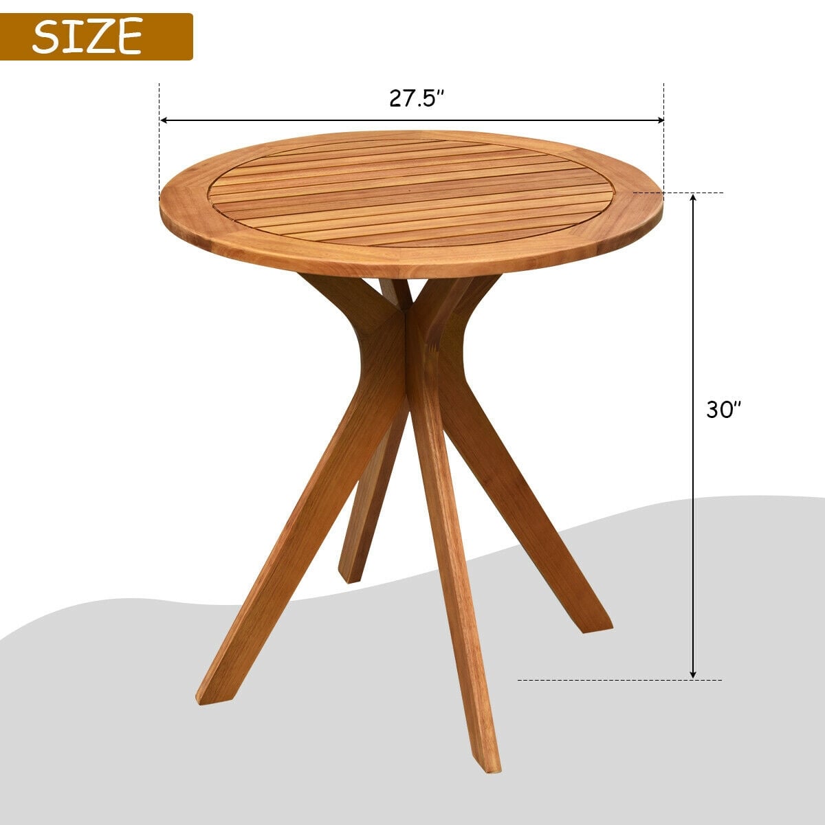 27 Inch Outdoor Round Solid Wood Coffee Side Bistro Table [Best Seller in the US]-Patio Coffee Tables-DECOROLALA