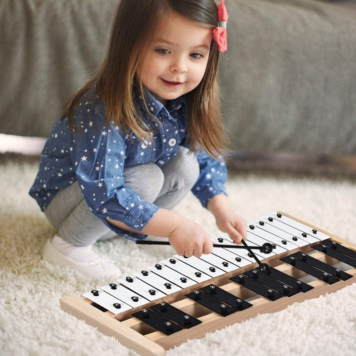 Glockenspiel xylophone à 27 notes avec 2 maillets en caoutchouc [meilleure vente aux États-Unis]