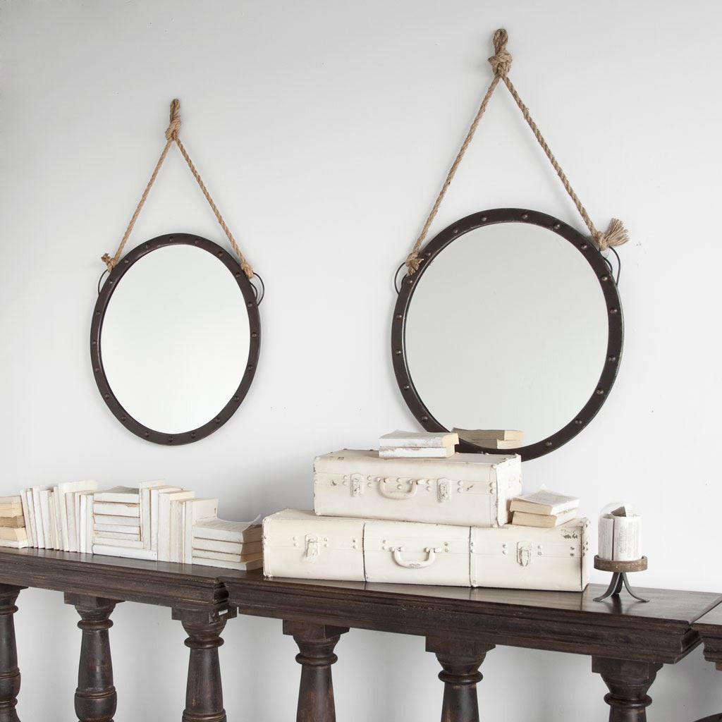 27" Round Metal Frame Wall Mirror-Mirrors-DECOROLALA