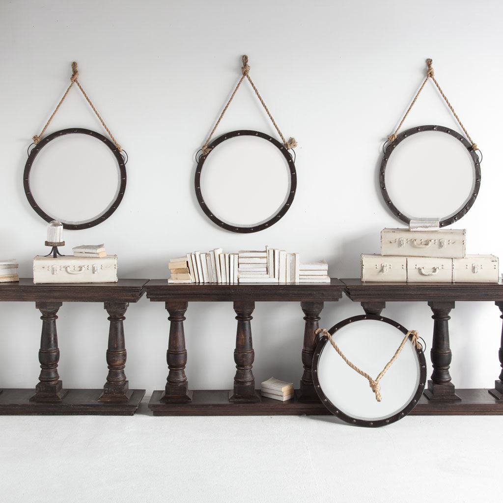 27" Round Metal Frame Wall Mirror-Mirrors-DECOROLALA