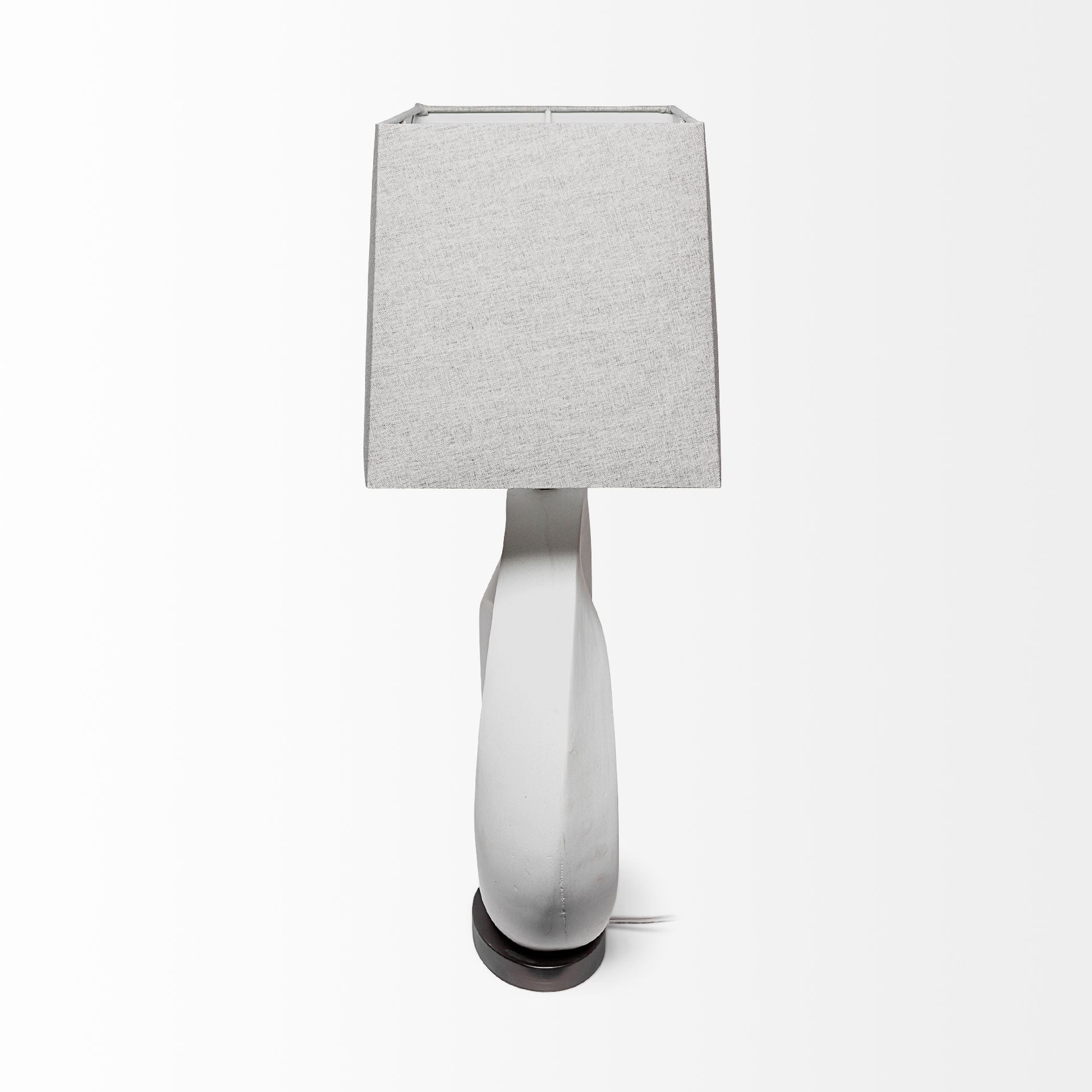 27" White Geometric Table Lamp With Gray Shade-Table Lamps-DECOROLALA