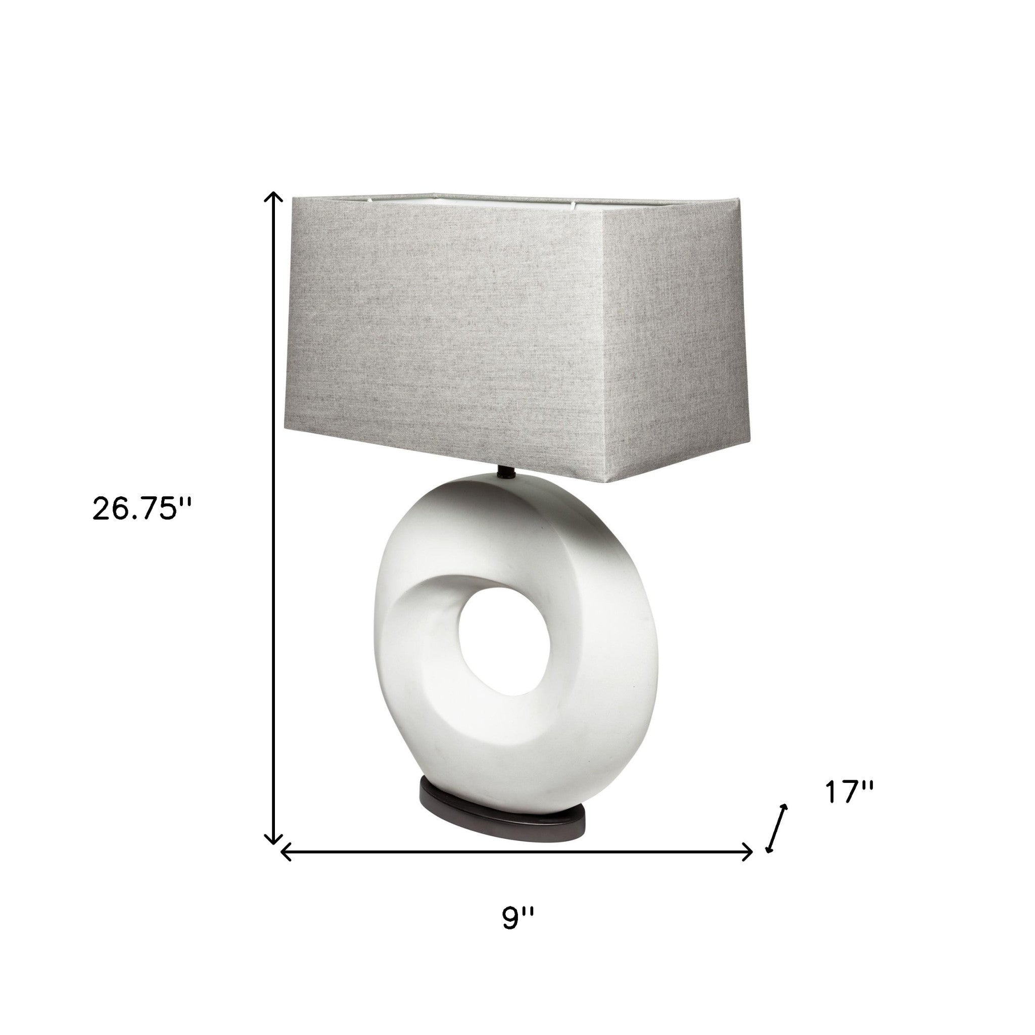 27" White Geometric Table Lamp With Gray Shade-Table Lamps-DECOROLALA