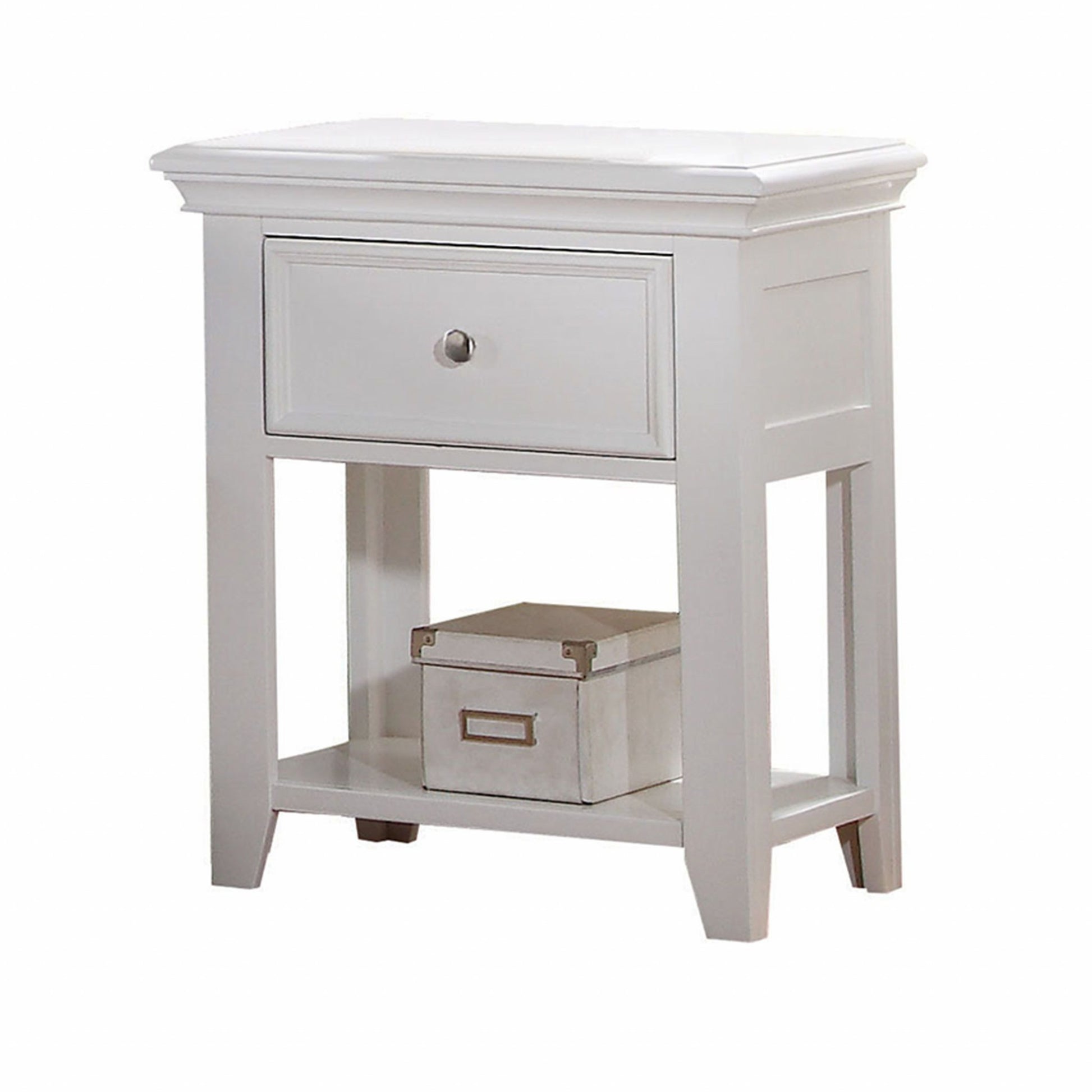 27" White One Drawer Nightstand-Nightstands & Bedside Tables-DECOROLALA