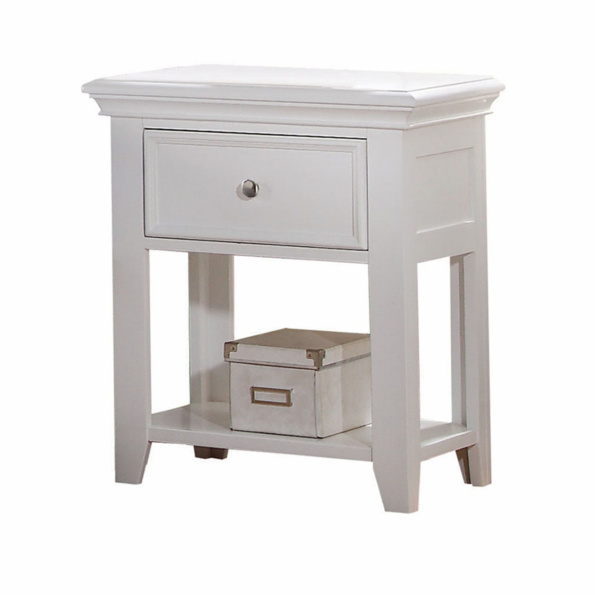 27" White One Drawer Nightstand-Nightstands & Bedside Tables-DECOROLALA