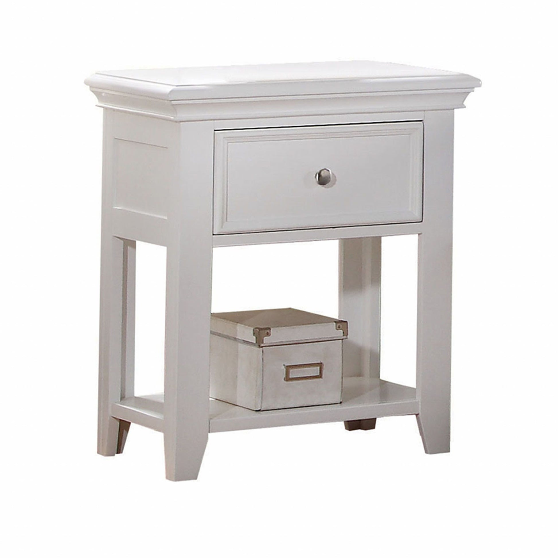 27" White One Drawer Nightstand-Nightstands & Bedside Tables-DECOROLALA