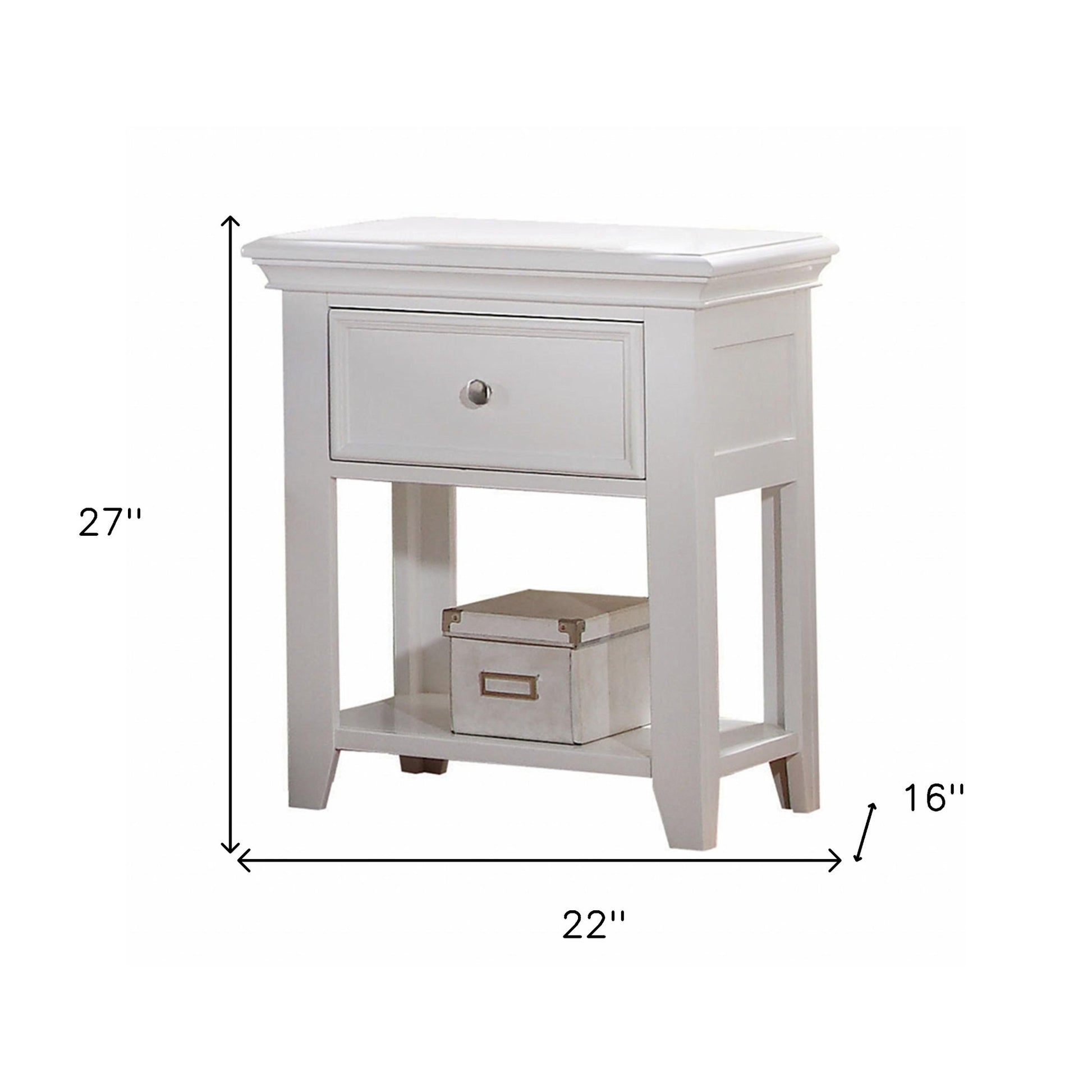 27" White One Drawer Nightstand-Nightstands & Bedside Tables-DECOROLALA