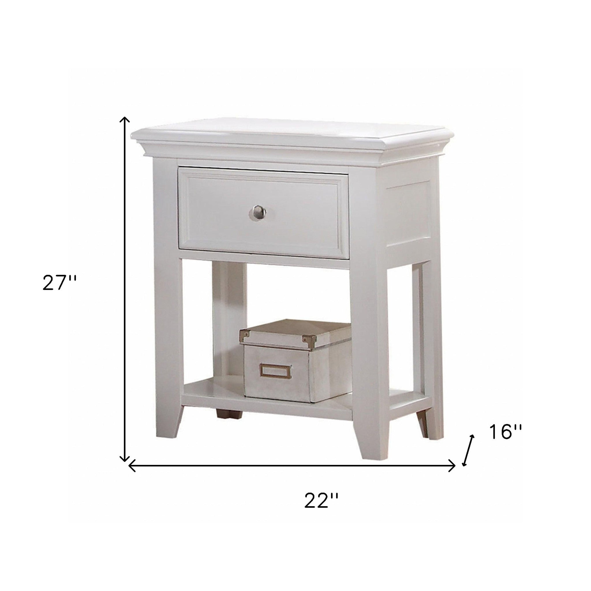 27" White One Drawer Nightstand-Nightstands & Bedside Tables-DECOROLALA