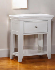 27" White One Drawer Nightstand-Nightstands & Bedside Tables-DECOROLALA