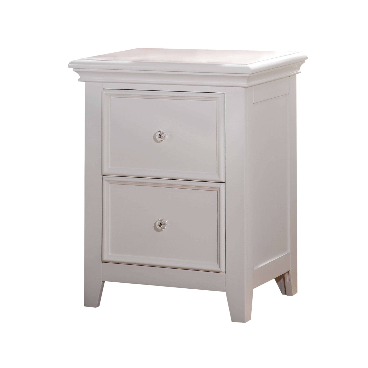 27" White Two Drawers Nightstand-Nightstands & Bedside Tables-DECOROLALA